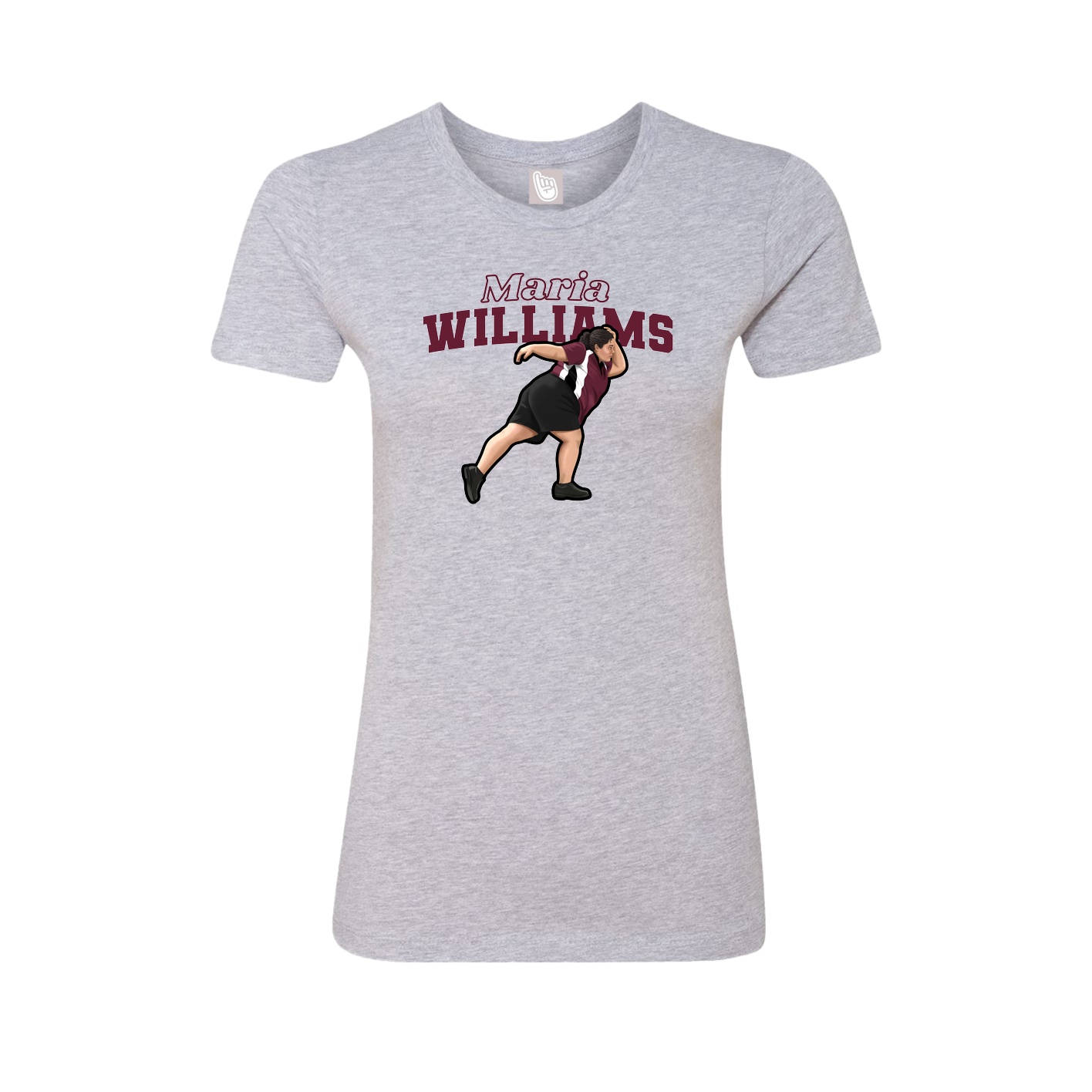 Fitted Women's Tee — Name Arch in Grey