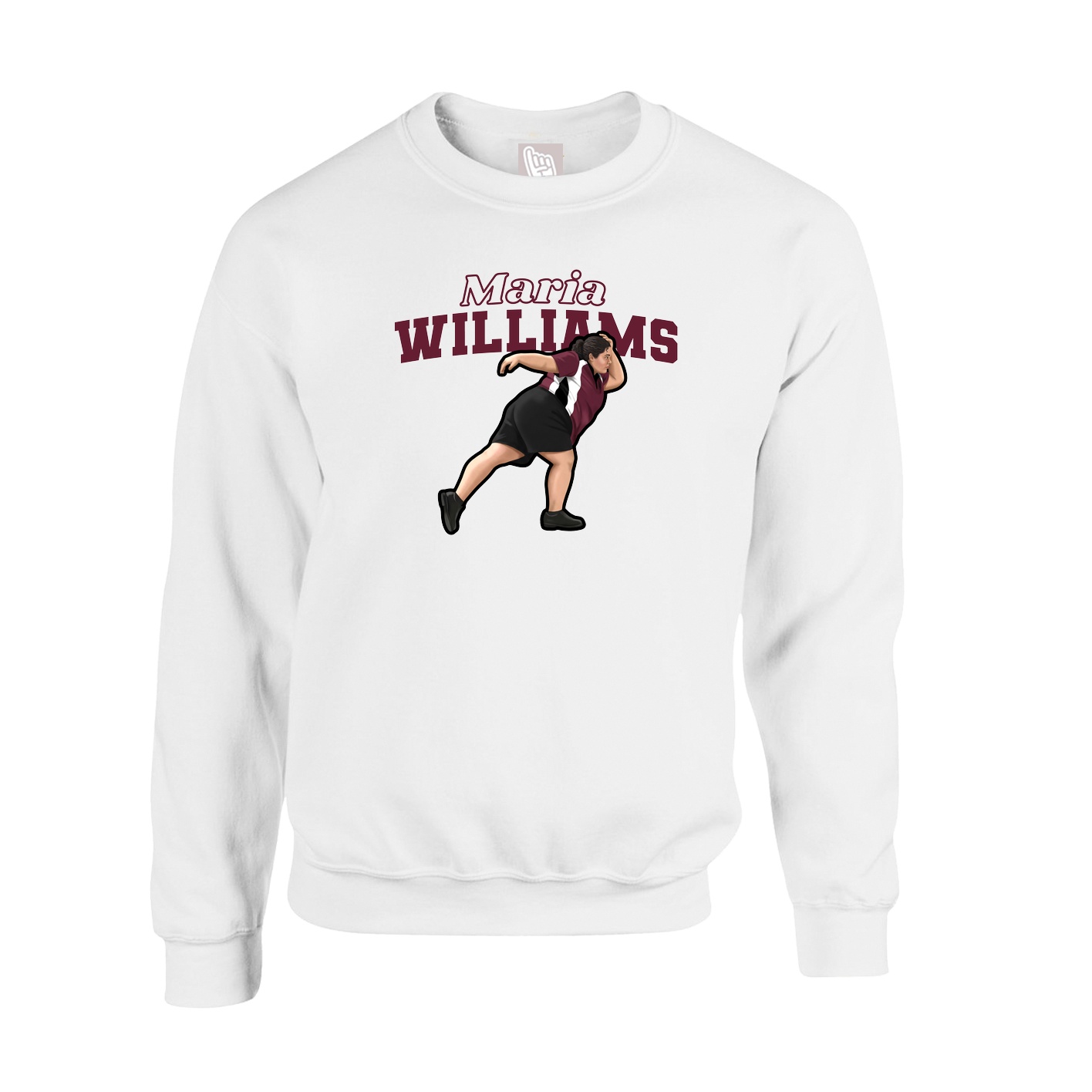 Fleece Crew — Name Arch in White