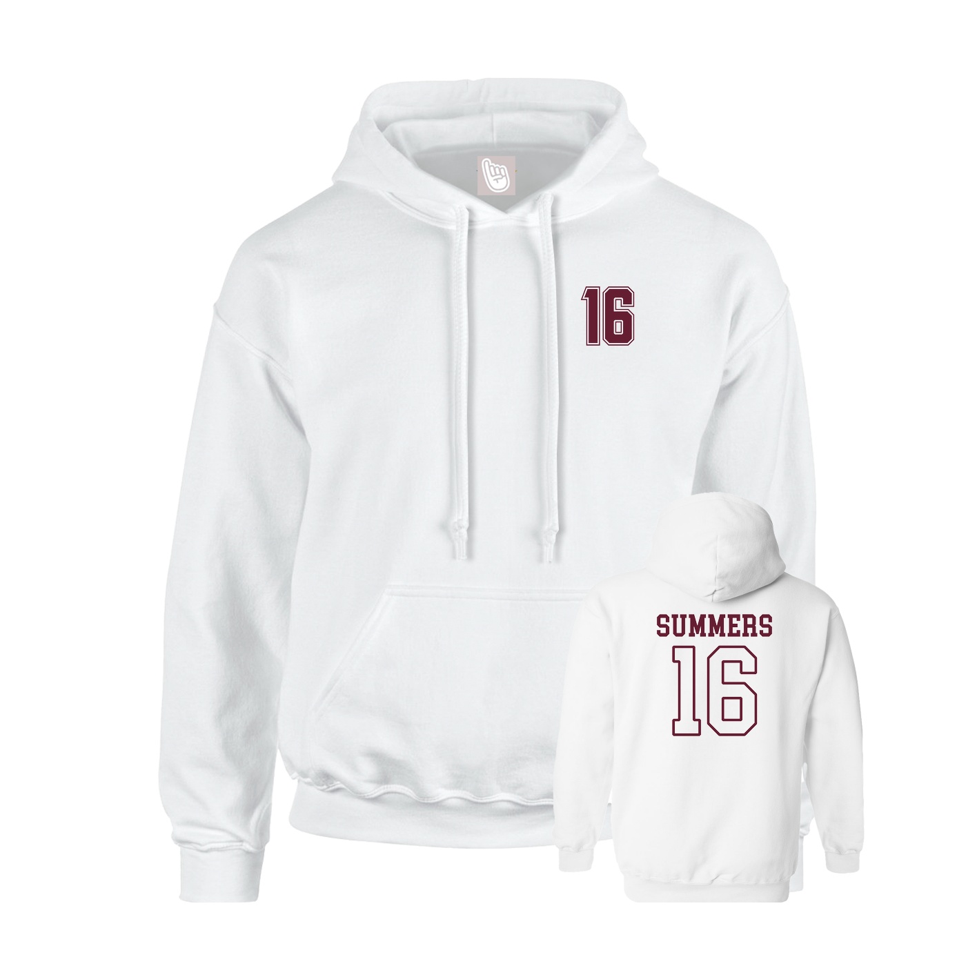 Youth Hoodie — Chest Back in White