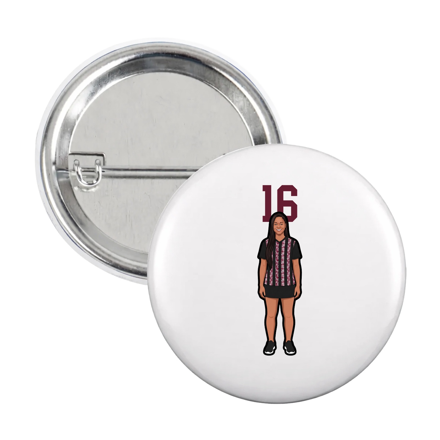 Game Day Button — Number Top in White