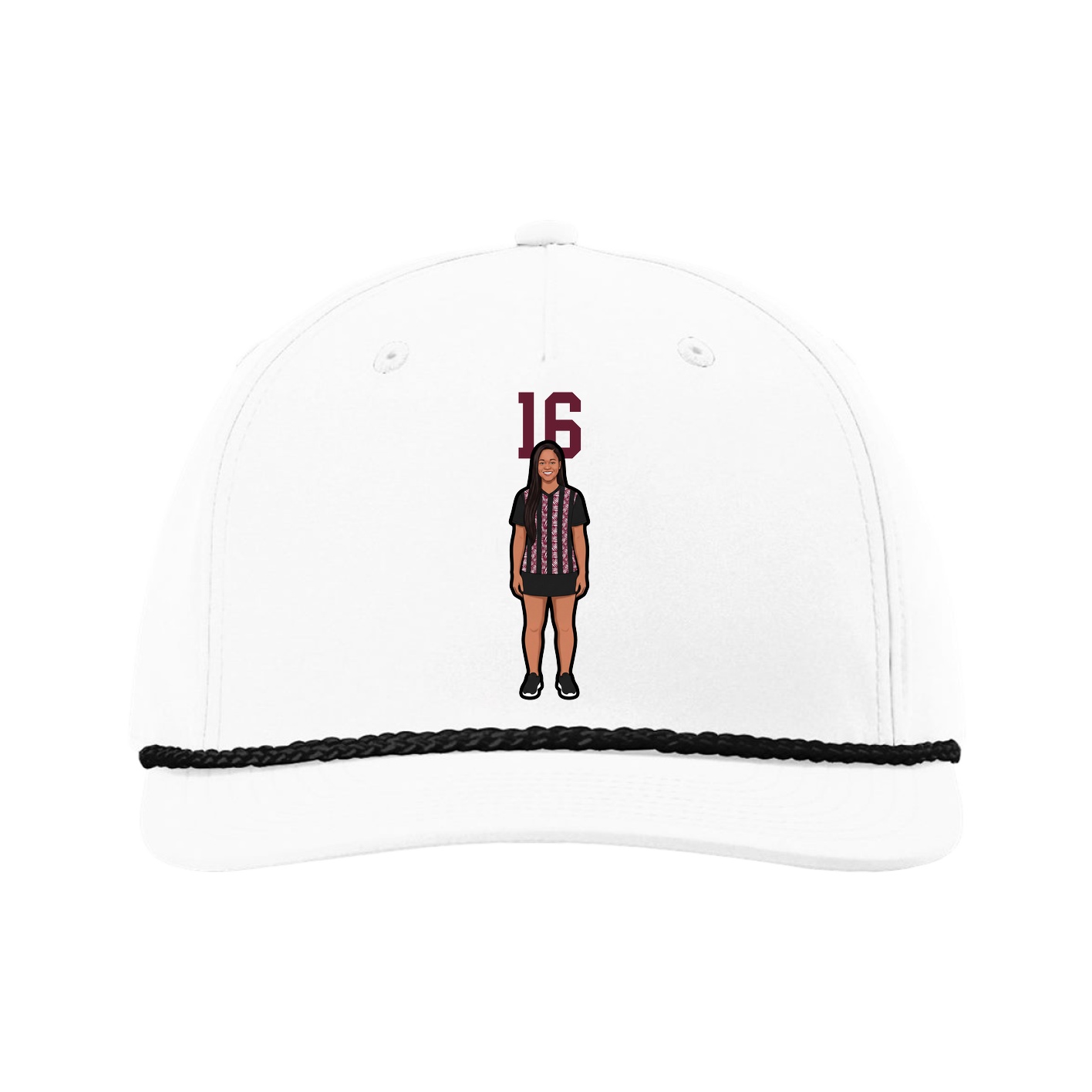 Five-Panel Classic Rope Cap — Number Top in White