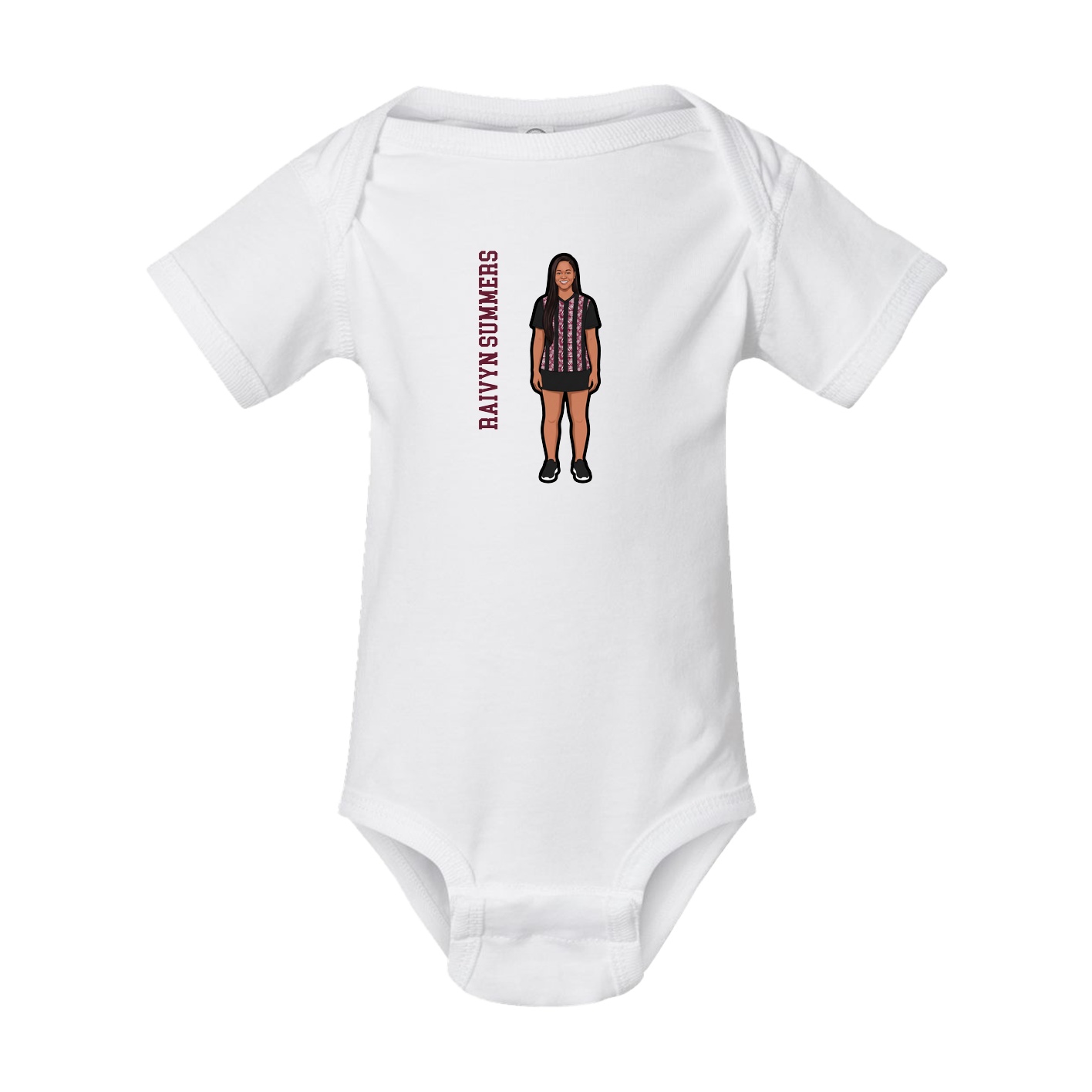 Baby Onesie — Name Vertical in White