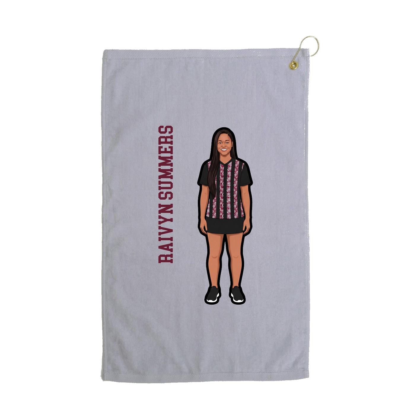 Golf Towel — Name Vertical in Grey