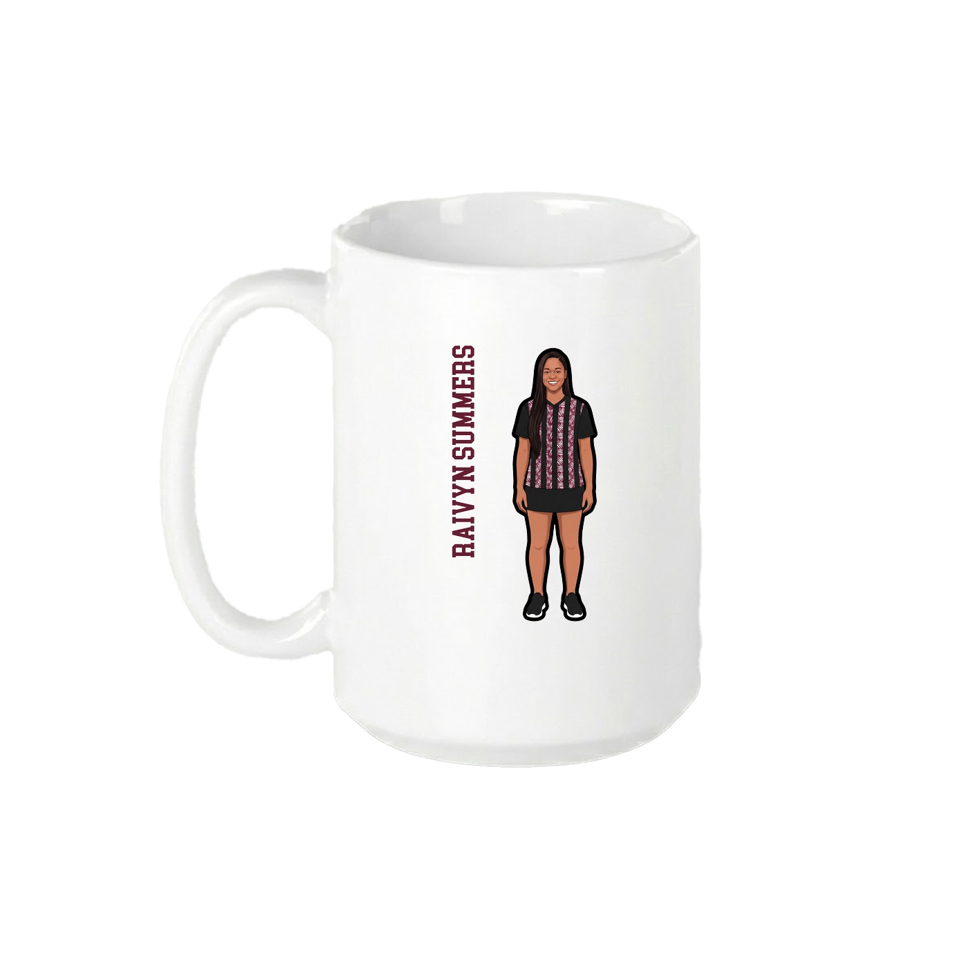 15oz Coffee Mug — Name Vertical in White