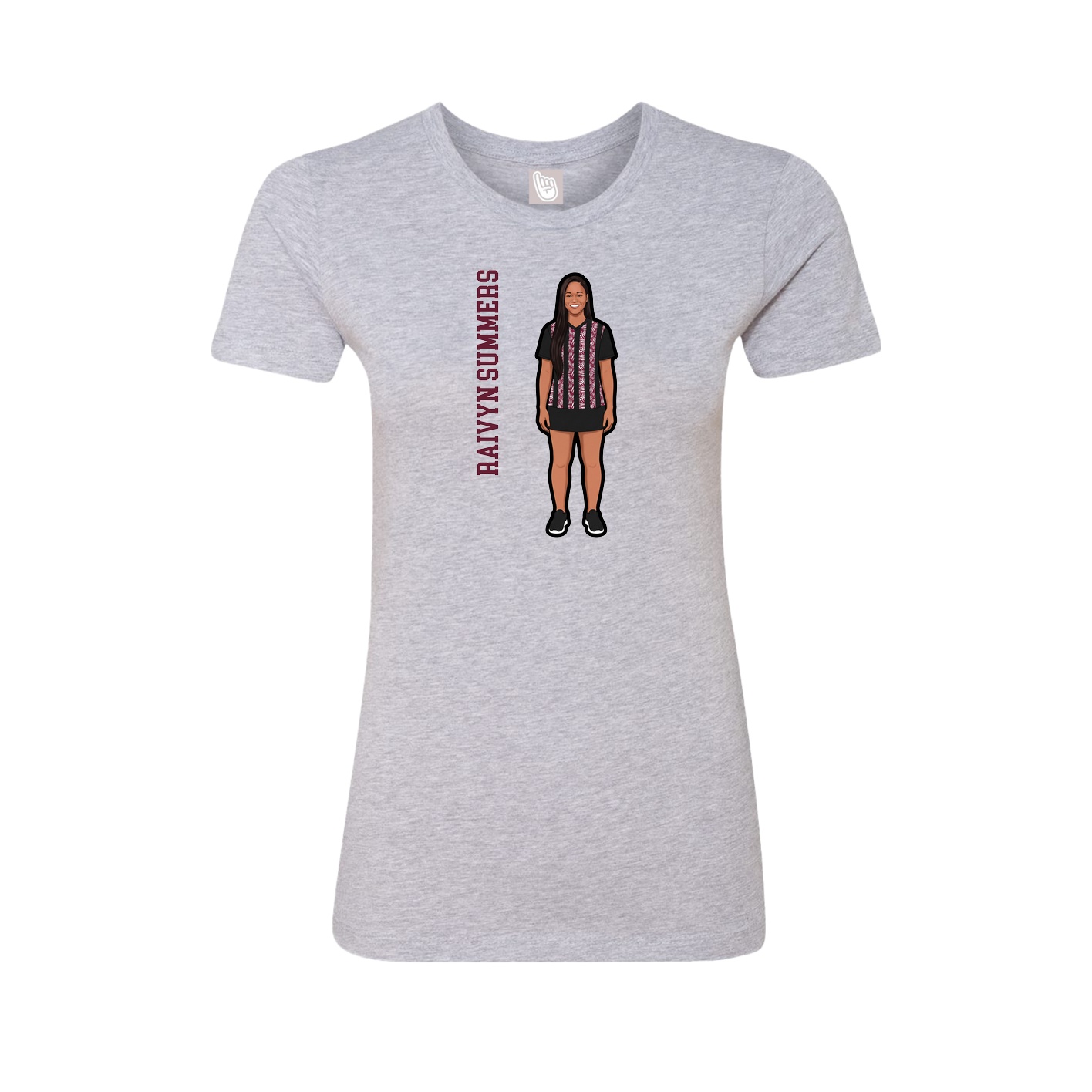 Fitted Women's Tee — Name Vertical in Grey