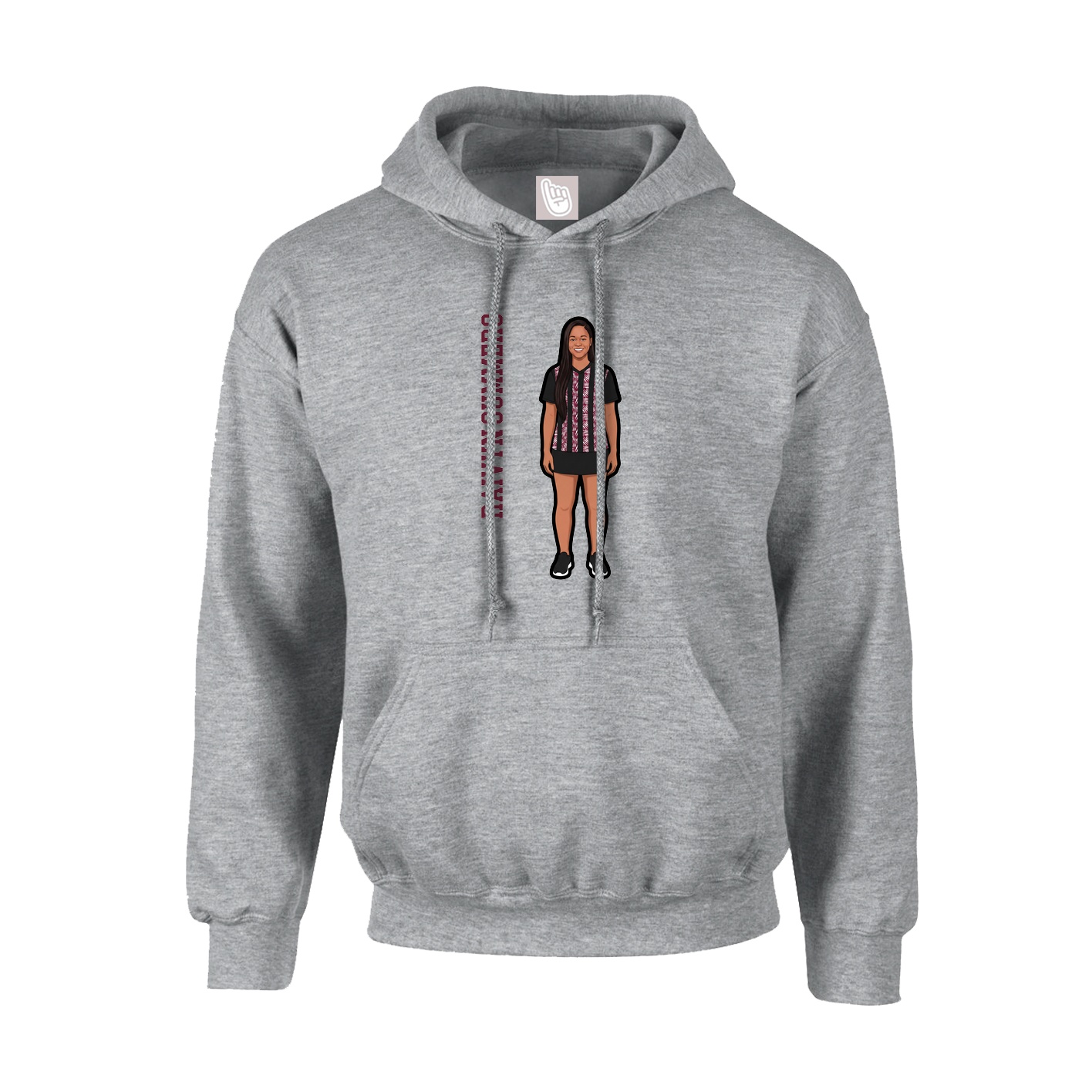 Hoodie — Name Vertical in Grey