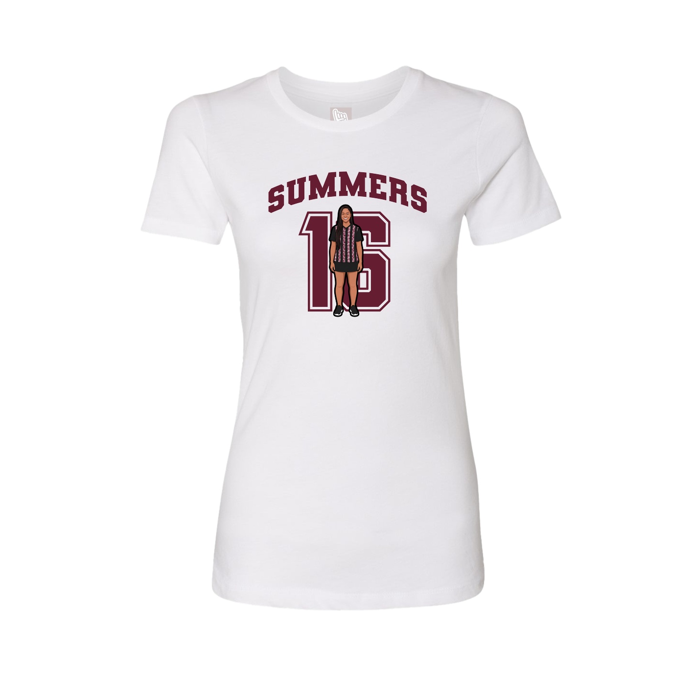 Fitted Women's Tee — Number in White