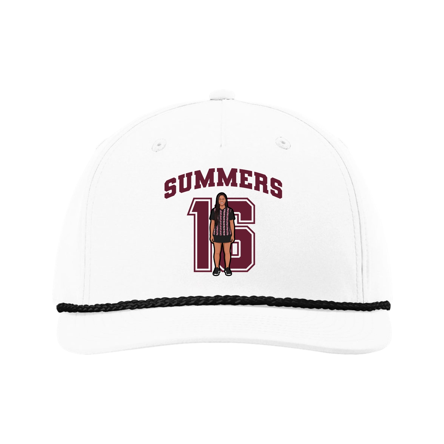 Five-Panel Classic Rope Cap — Number in White