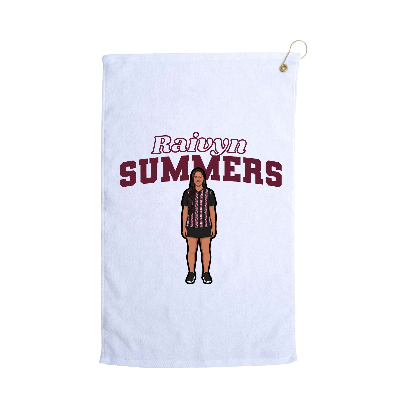 Golf Towel — Name Arch in White