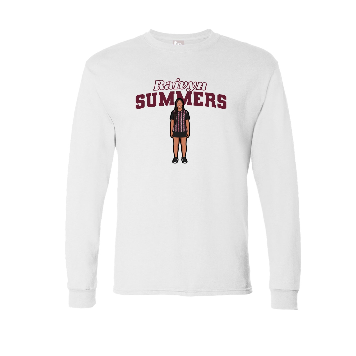 Long Sleeve Tee — Name Arch in White