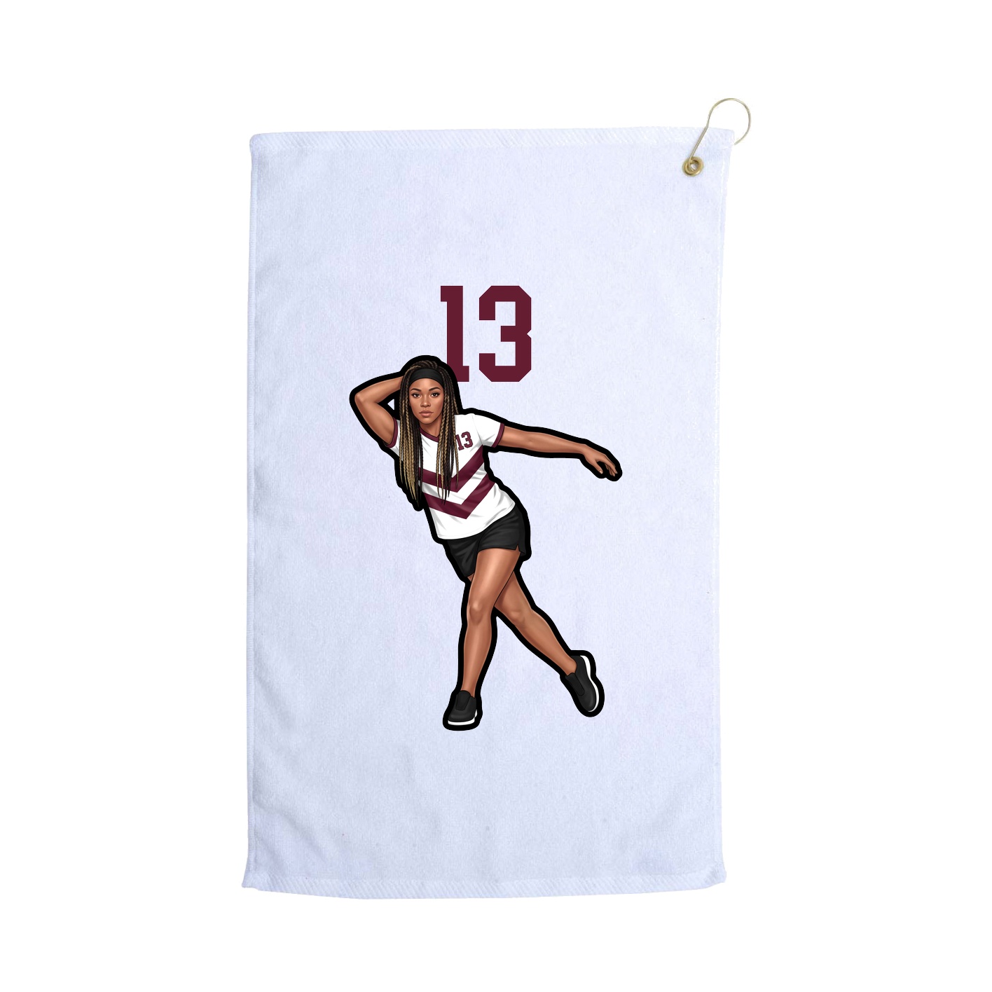 Golf Towel — Number Top in White