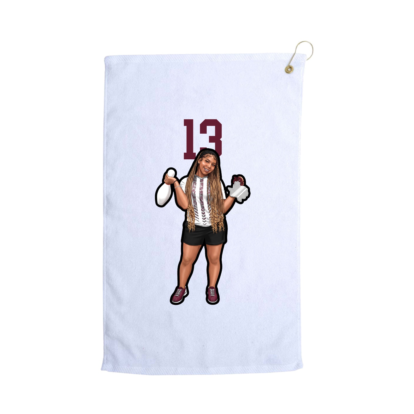 Golf Towel — Number Top in White