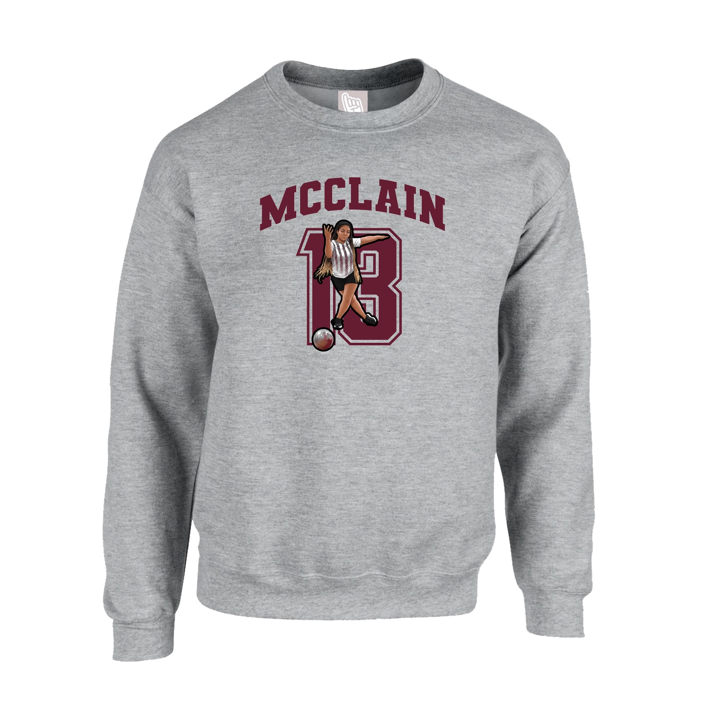 Fleece Crew — Number in Grey