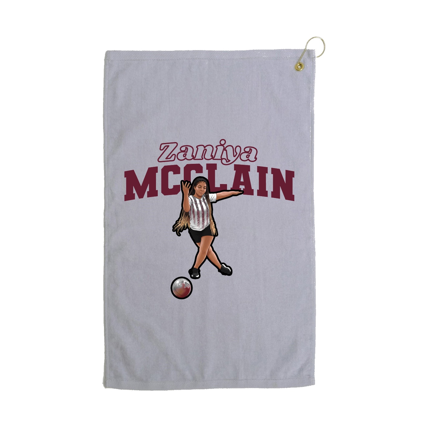 Golf Towel — Name Arch in Grey