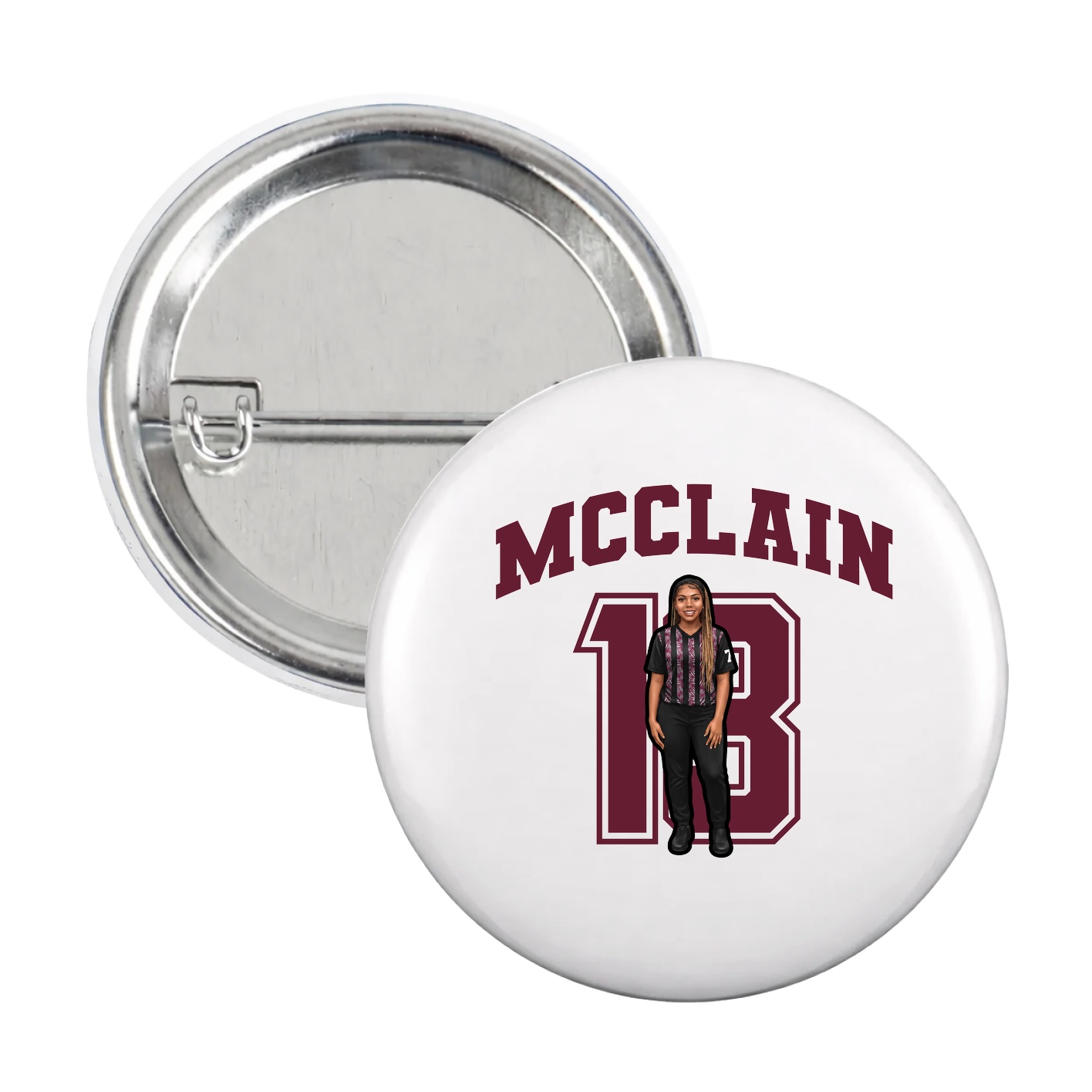 Game Day Button — Number in White