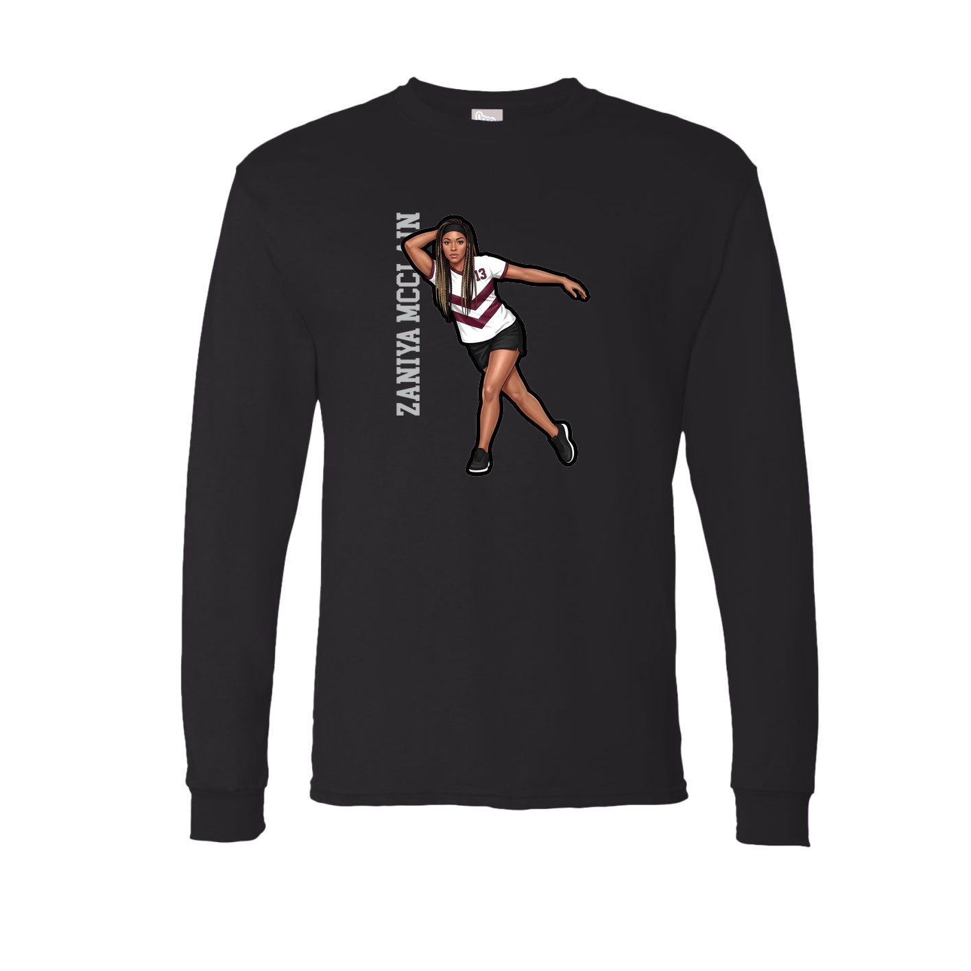 Long Sleeve Tee — Name Vertical in Black