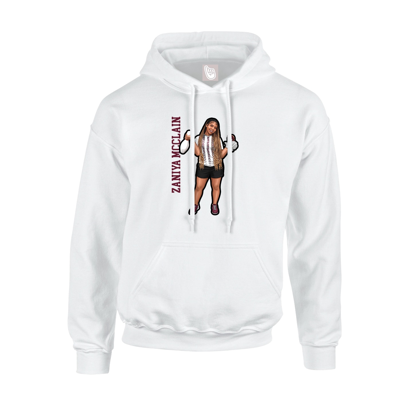 Youth Hoodie — Name Vertical in White