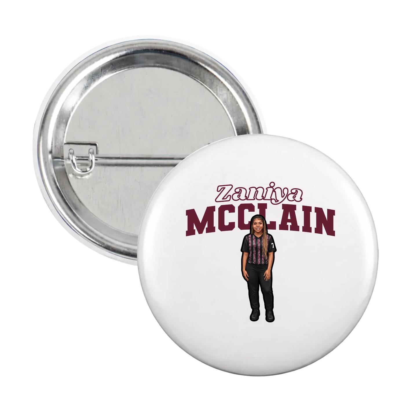 Game Day Button — Name Arch in White
