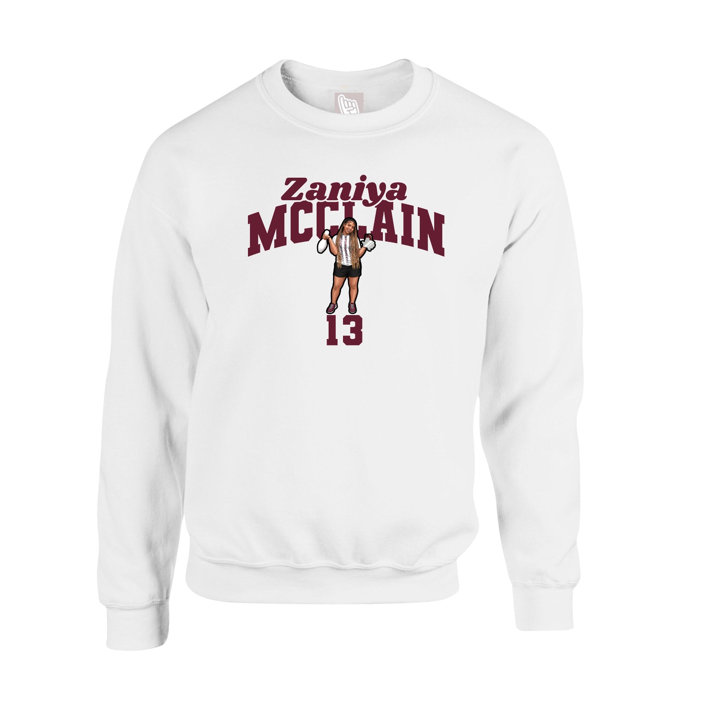 Fleece Crew — Signature Arch in White