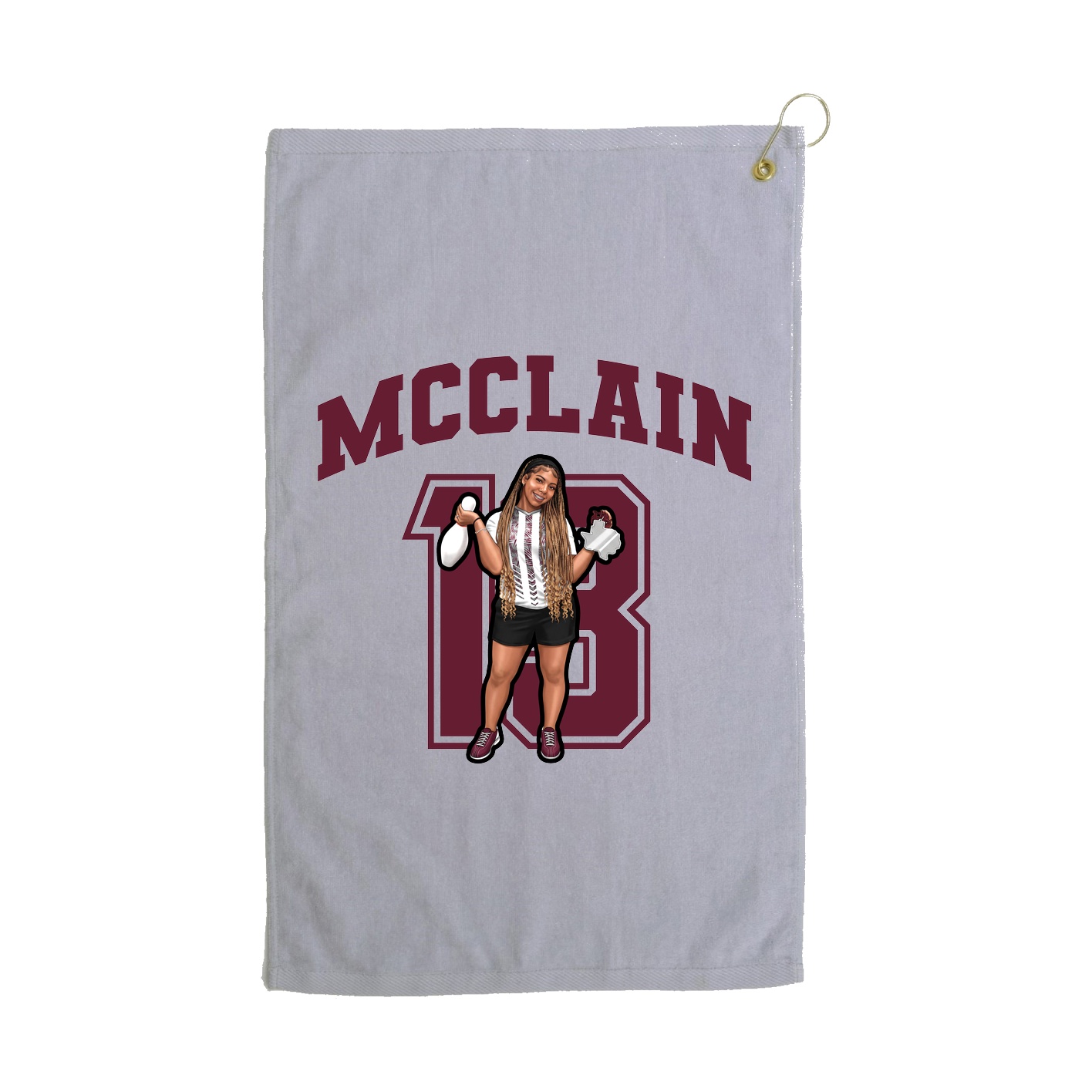 Golf Towel — Number in Grey