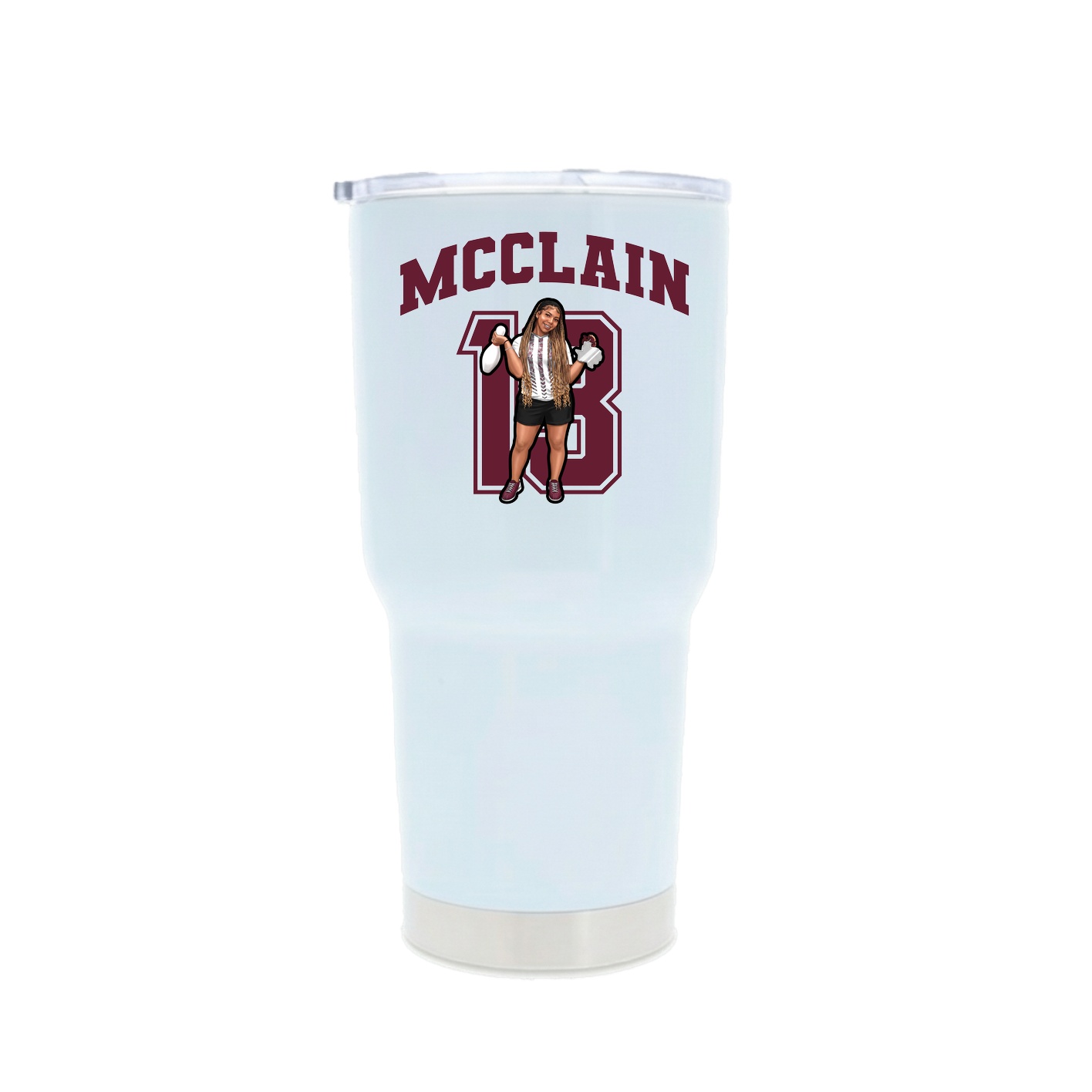 30oz Stainless Steel Tumbler — Number in White