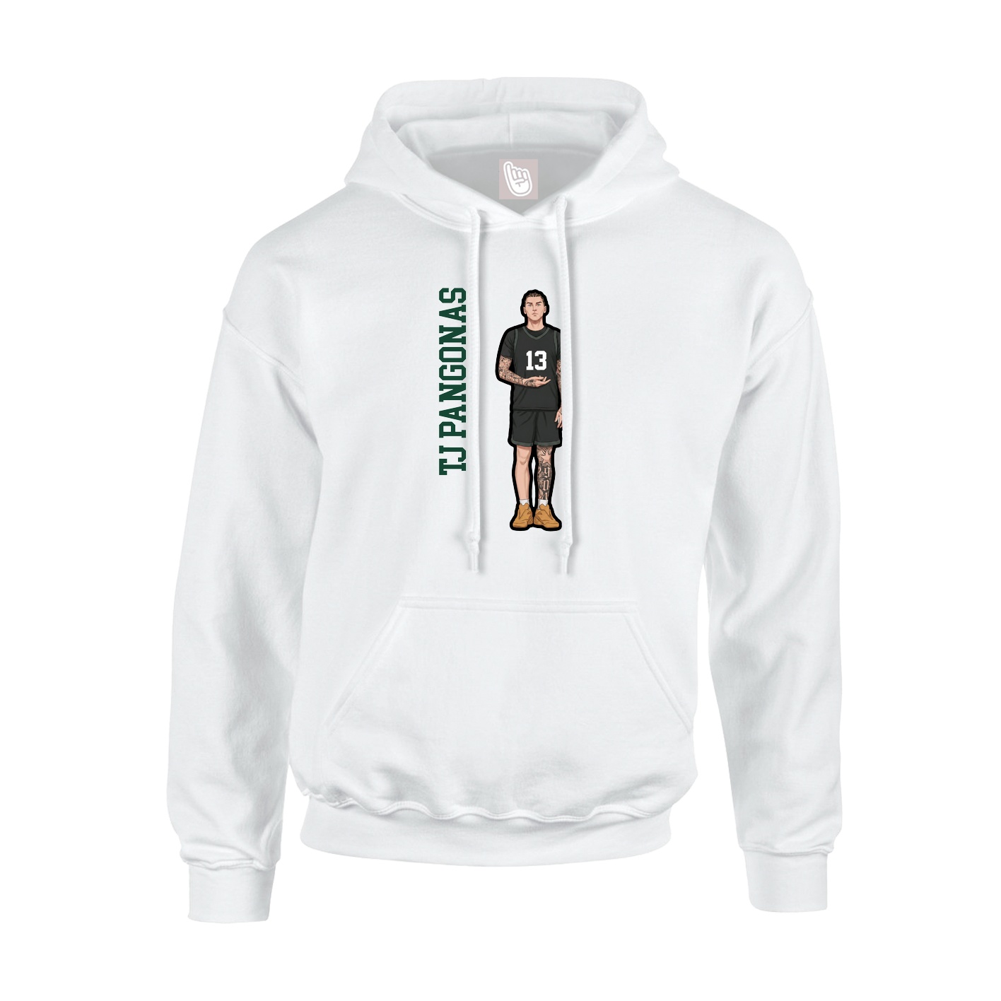 Hoodie — Name Vertical in White