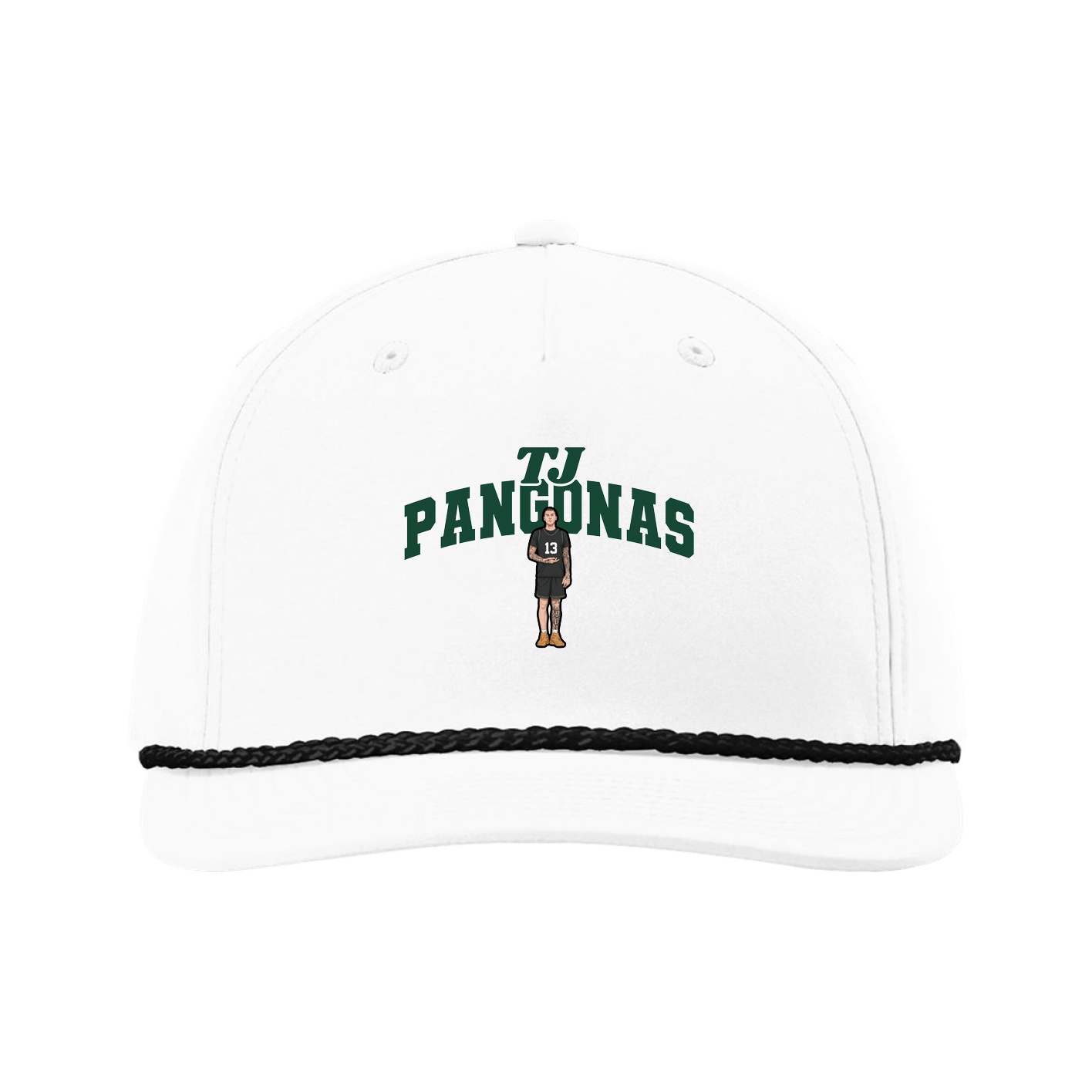 Five-Panel Classic Rope Cap — Signature Arch in White