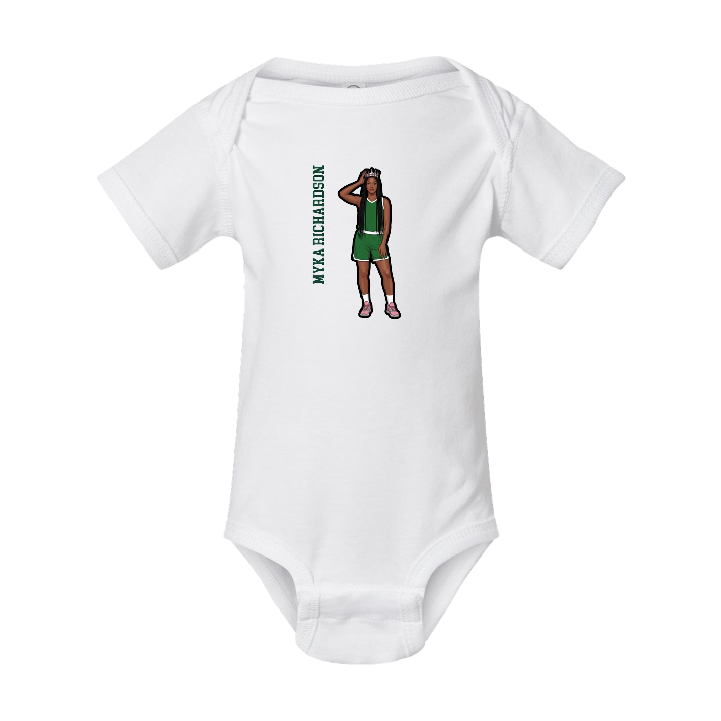 Baby Onesie — Name Vertical in White