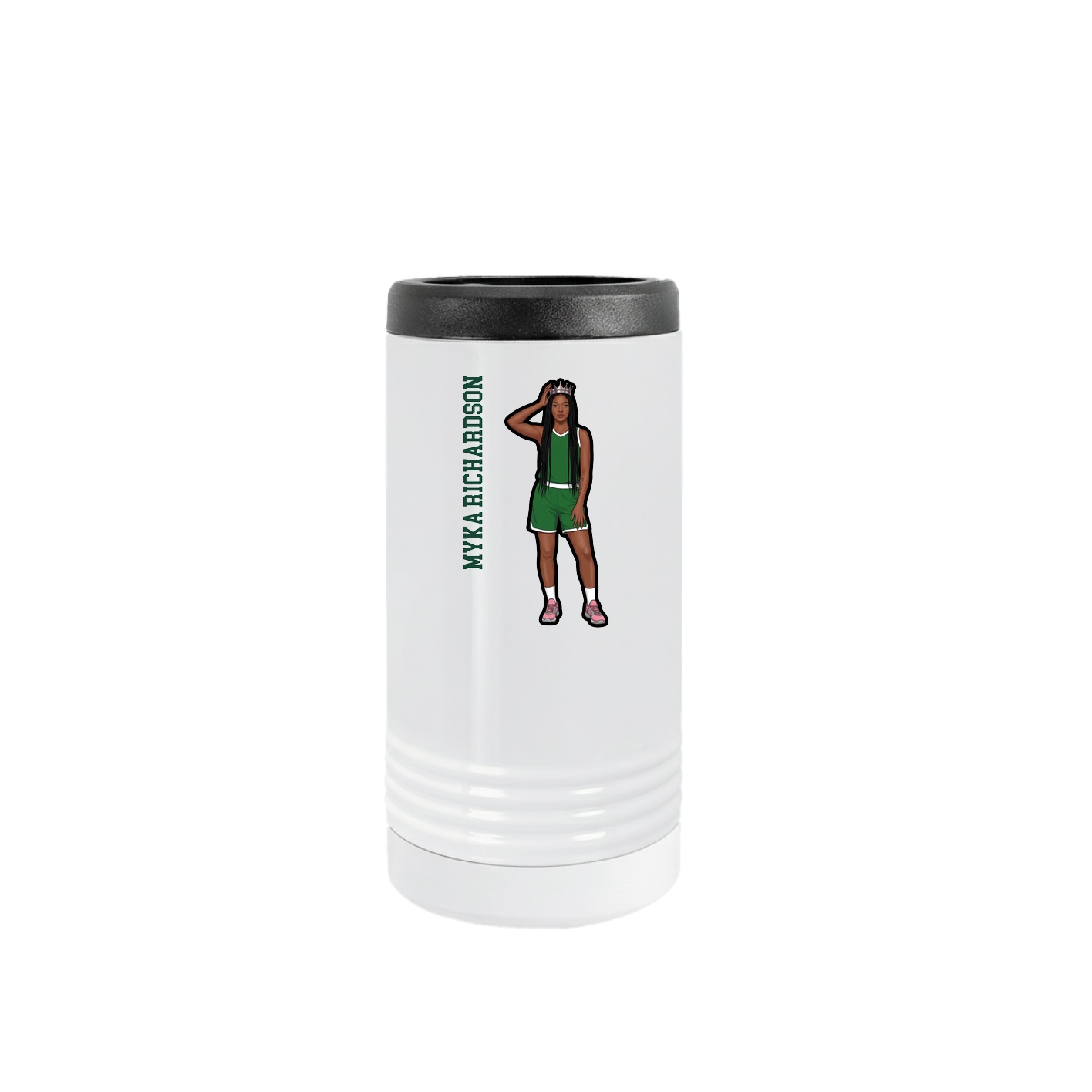 Slim Beverage Holder — Name Vertical in White