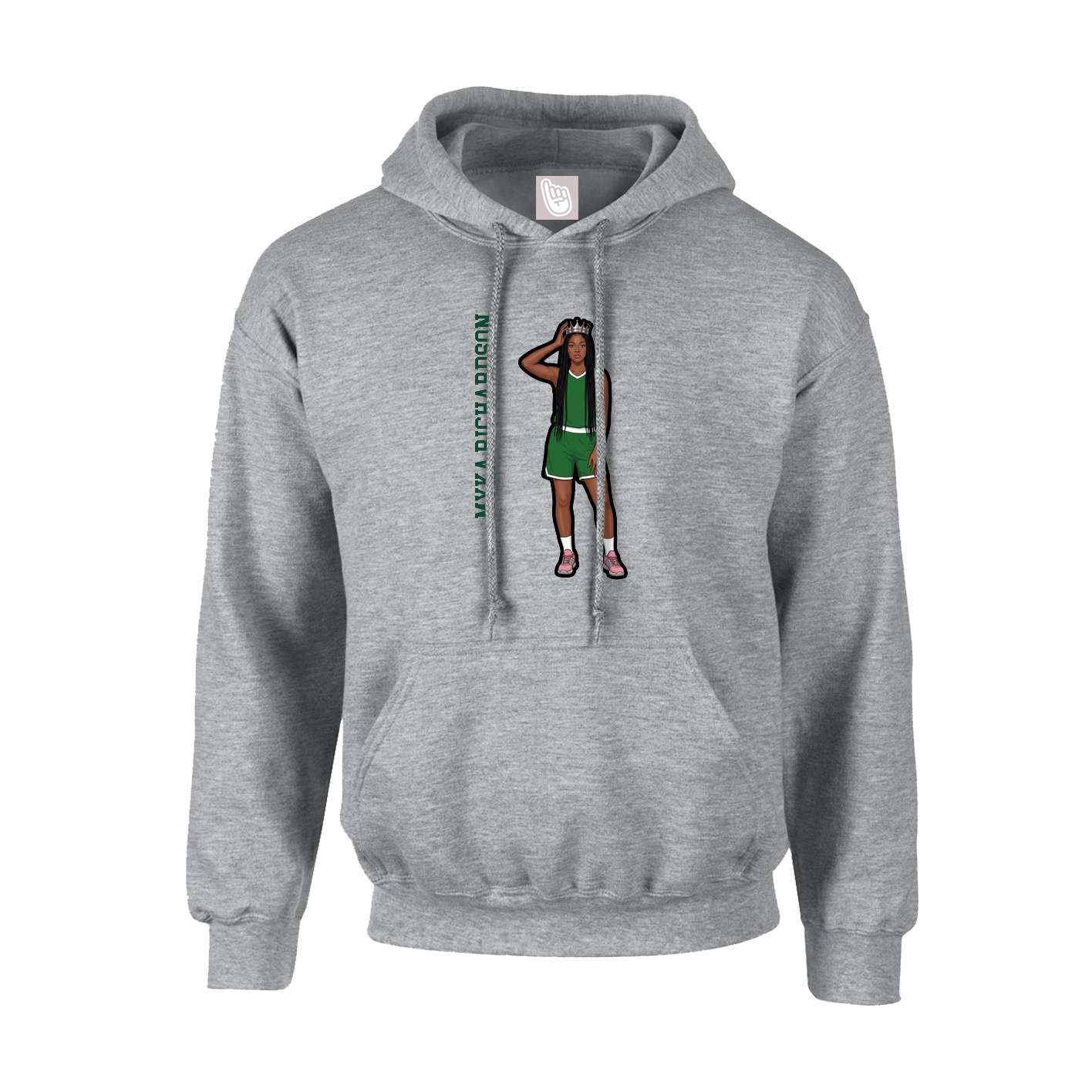 Hoodie — Name Vertical in Grey