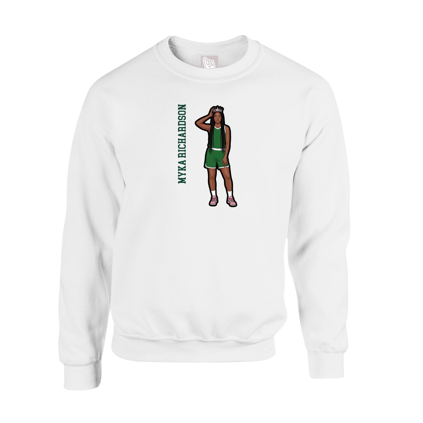 Fleece Crew — Name Vertical in White