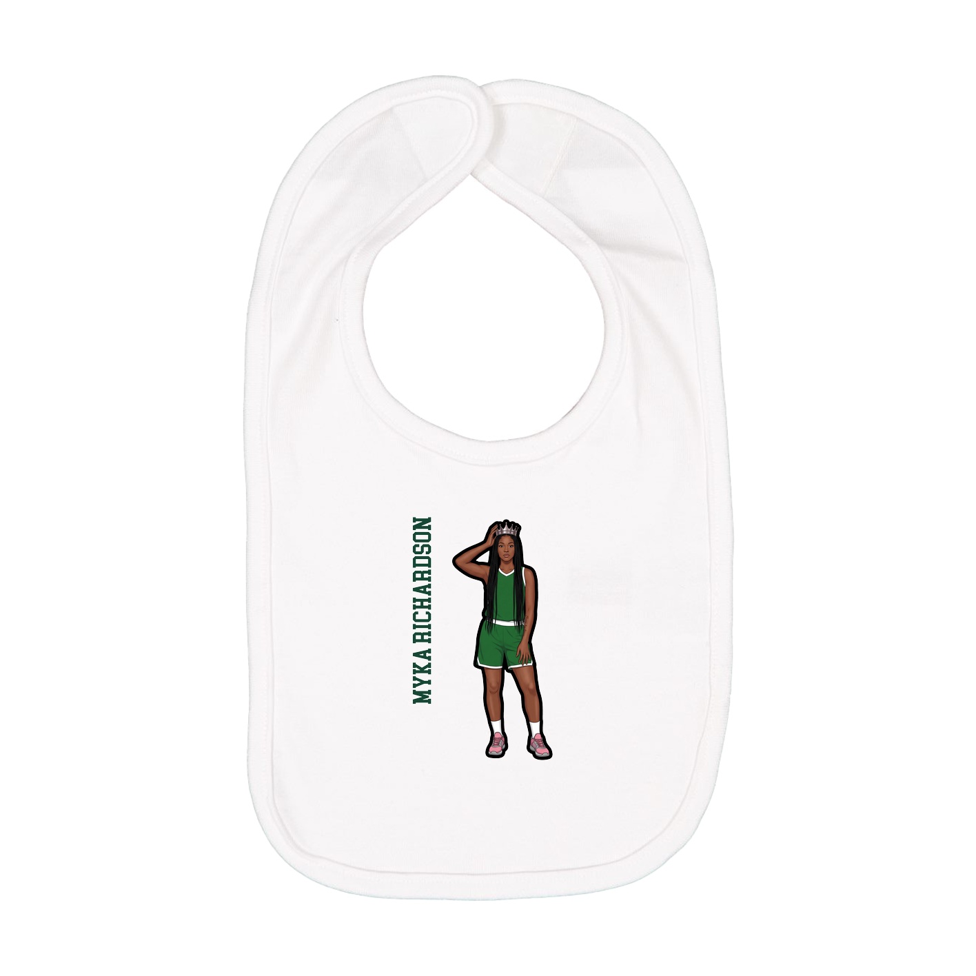Infant Bib — Name Vertical in White