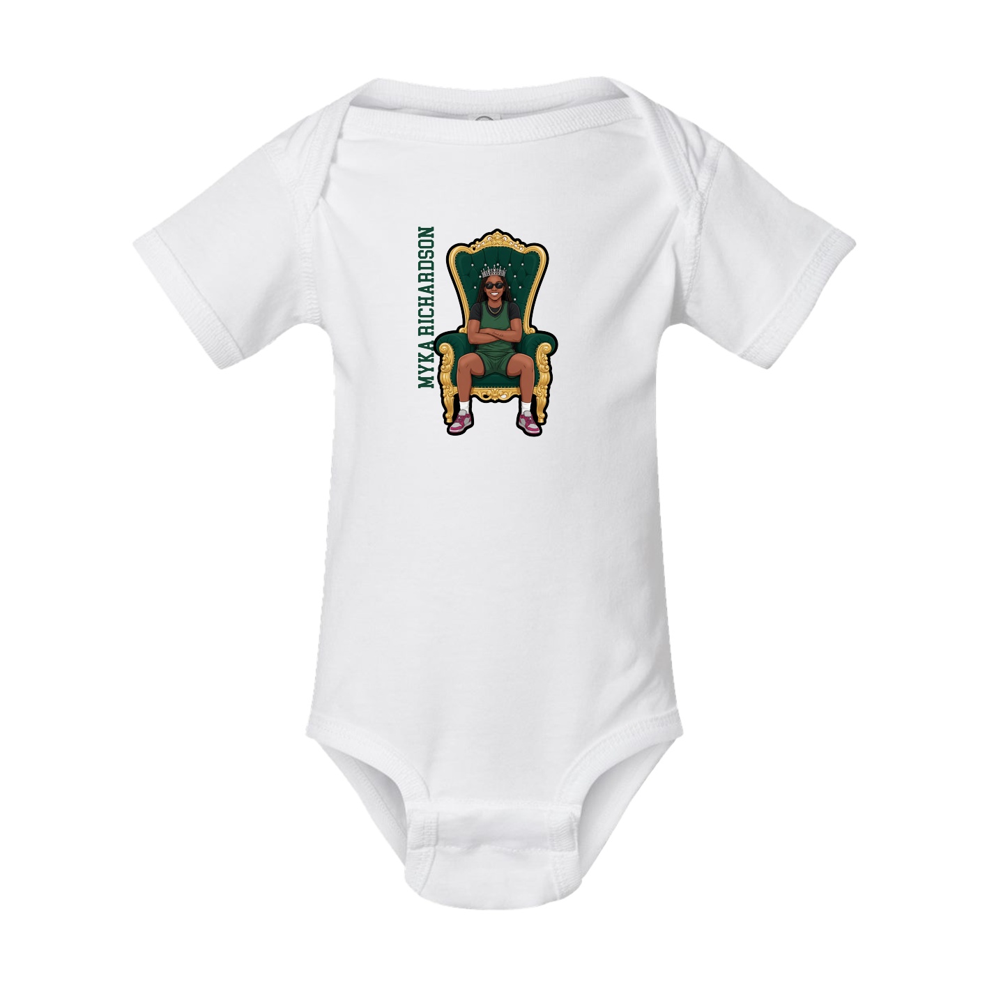 Baby Onesie — Name Vertical in White