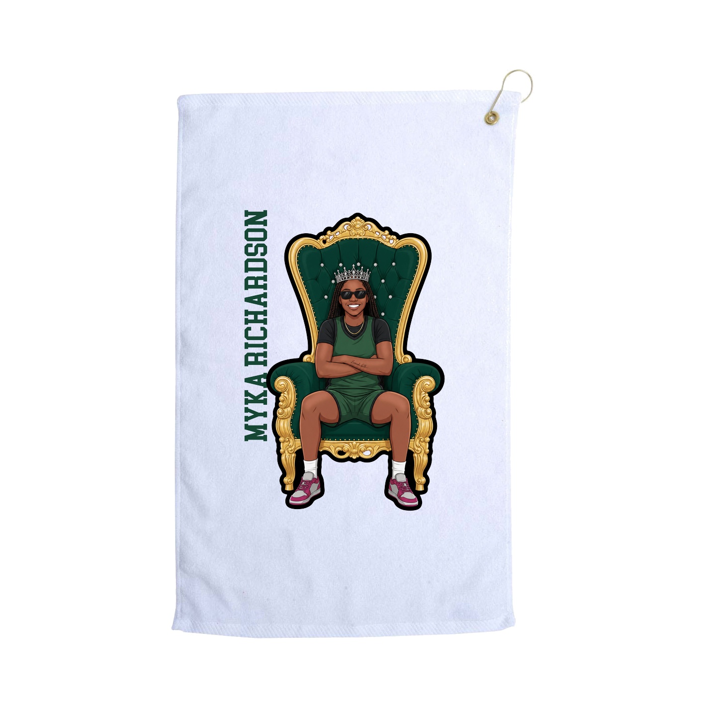 Golf Towel — Name Vertical in White