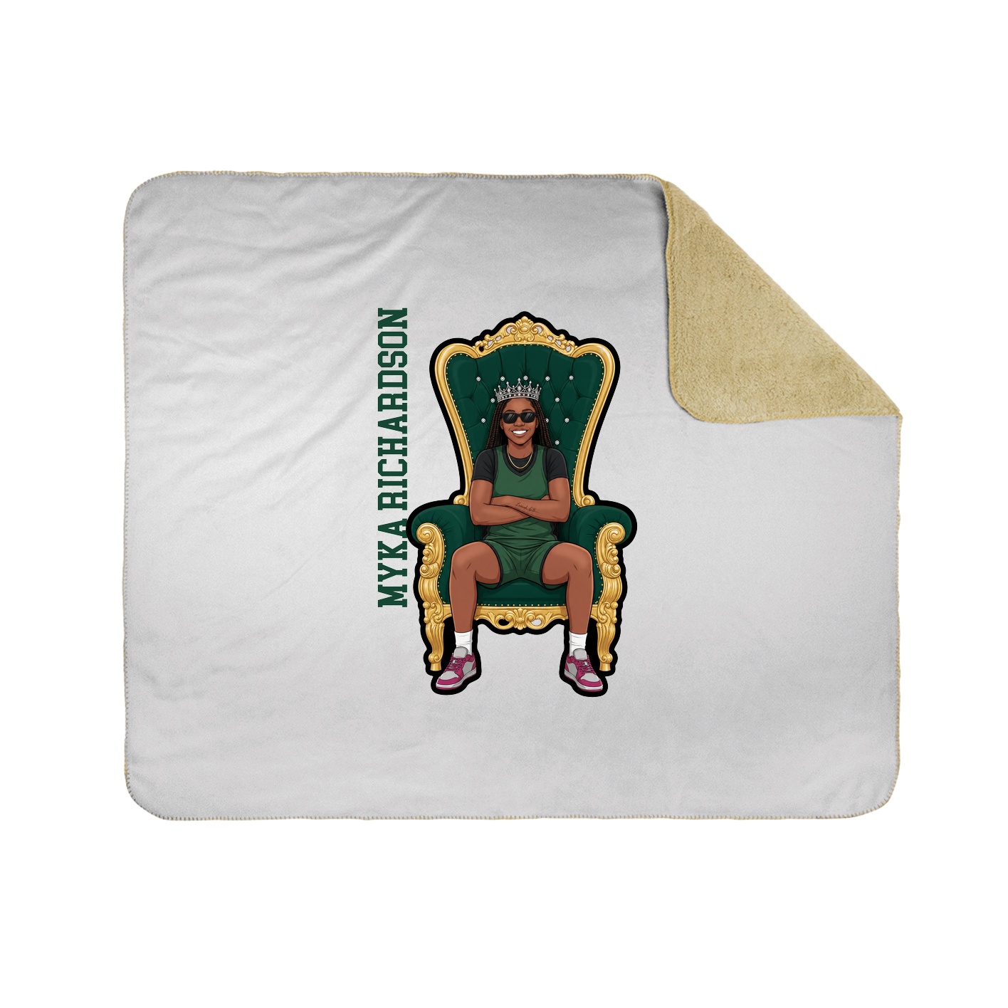 Throw Blanket — Name Vertical in White