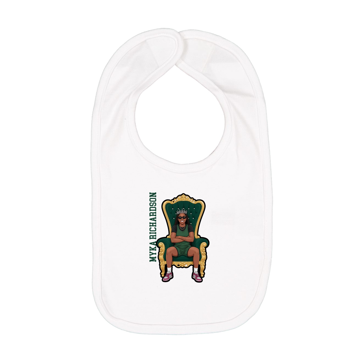 Infant Bib — Name Vertical in White