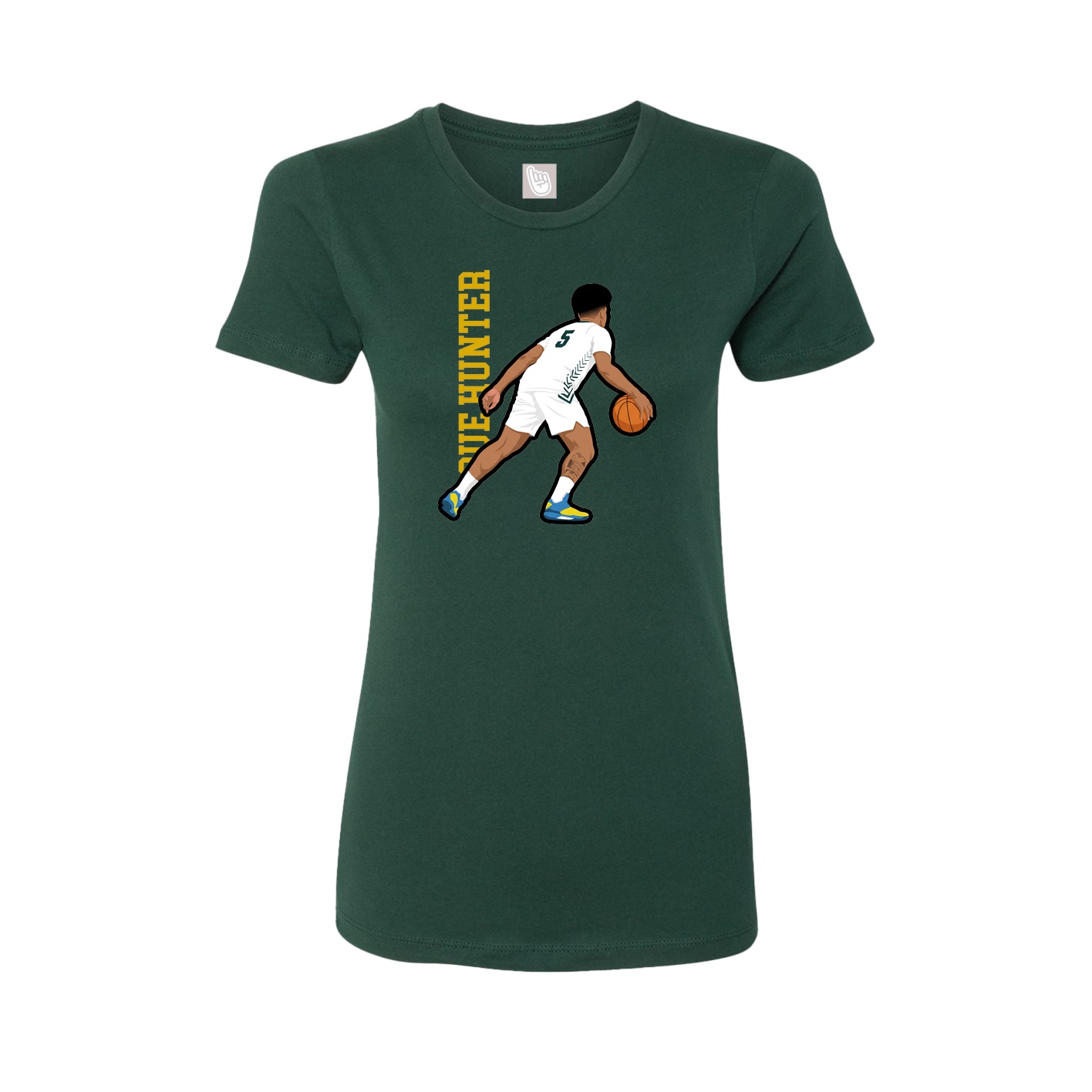 Fitted Women's Tee — Name Vertical in Green