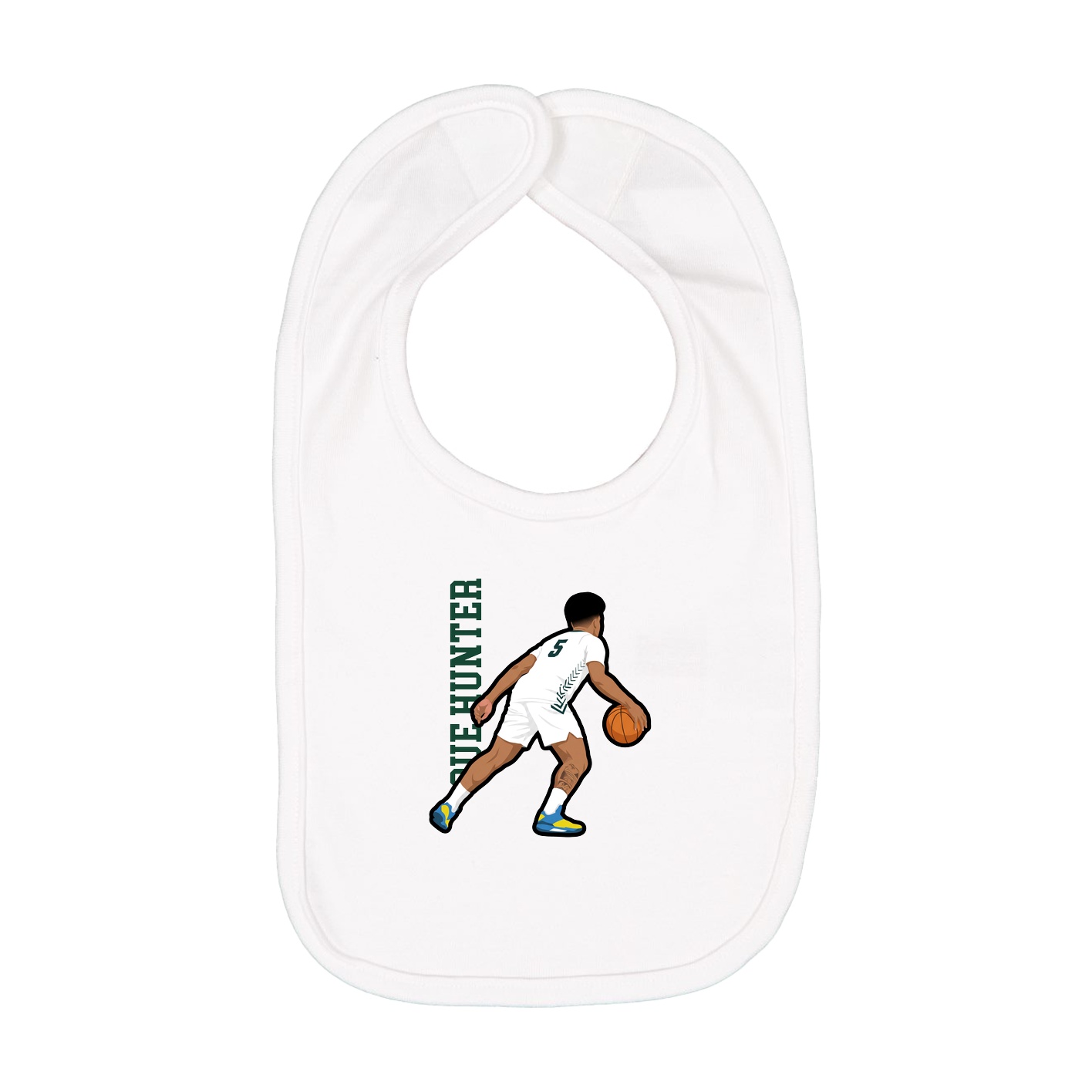 Infant Bib — Name Vertical in White
