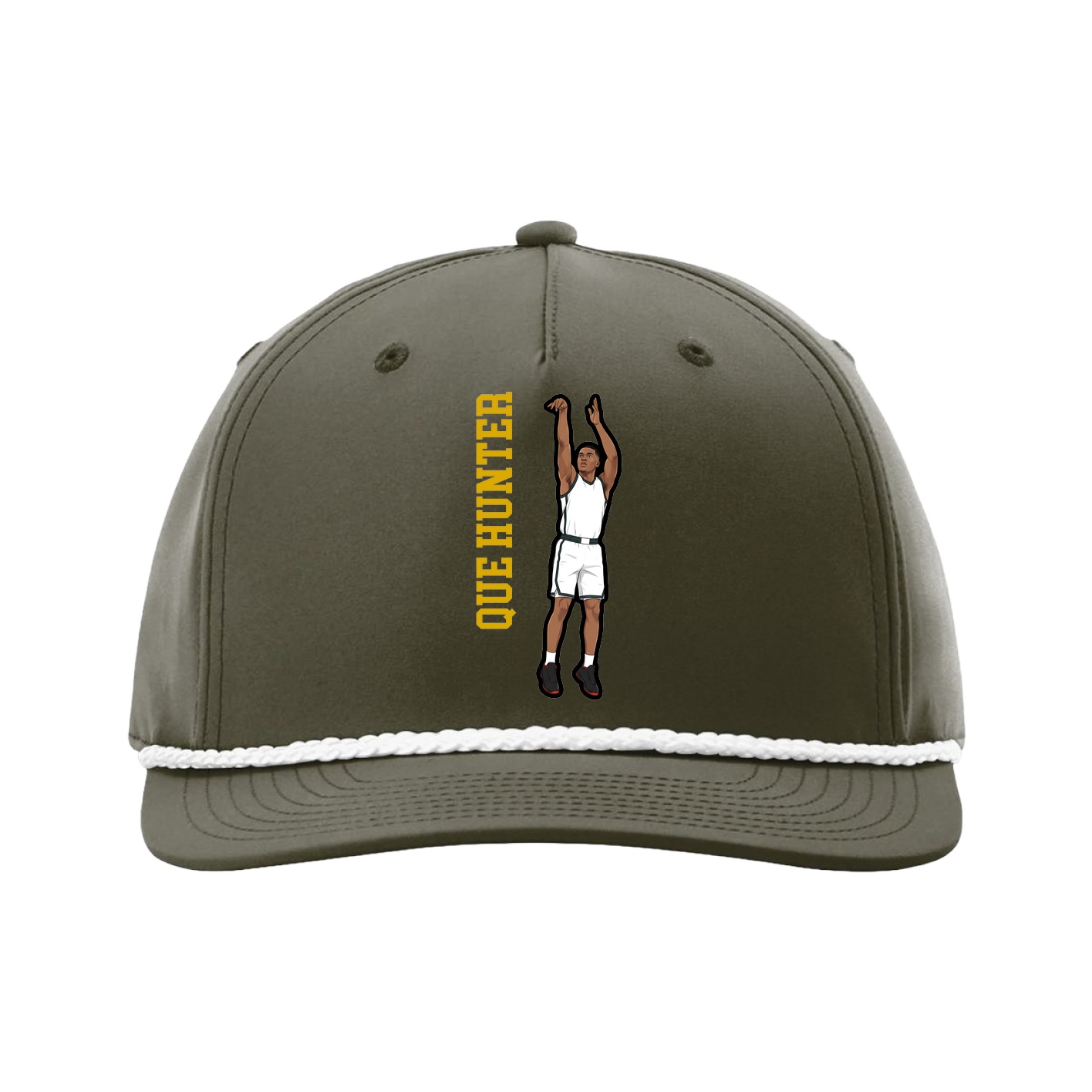 Five-Panel Classic Rope Cap — Name Vertical in Green