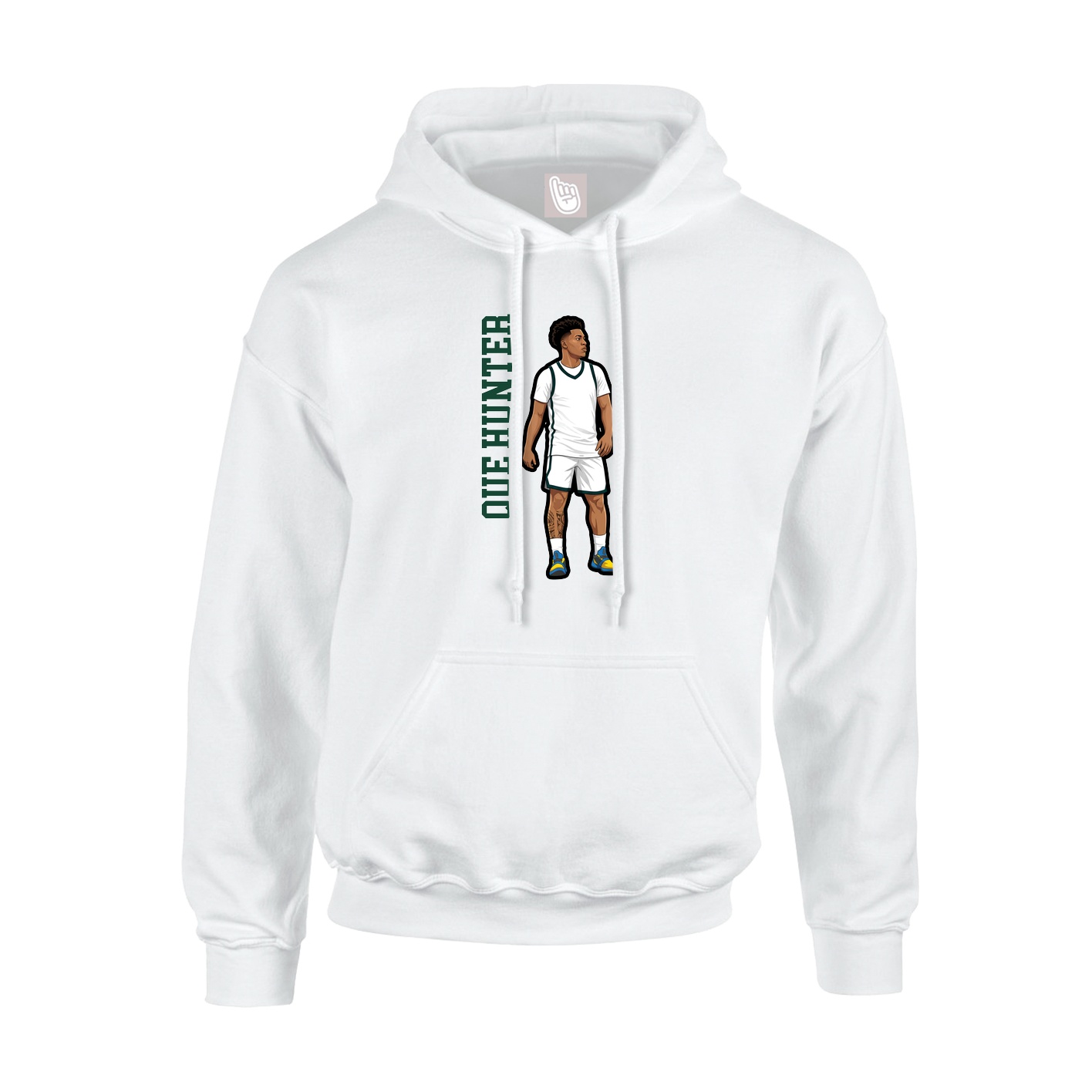 Youth Hoodie — Name Vertical in White