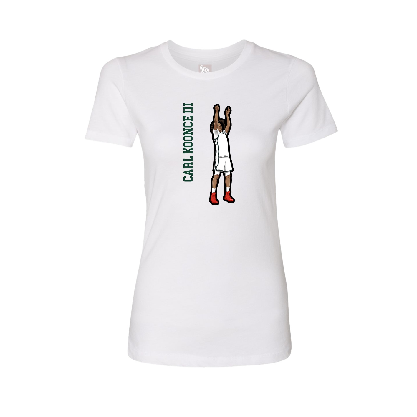 Fitted Women's Tee — Name Vertical in White