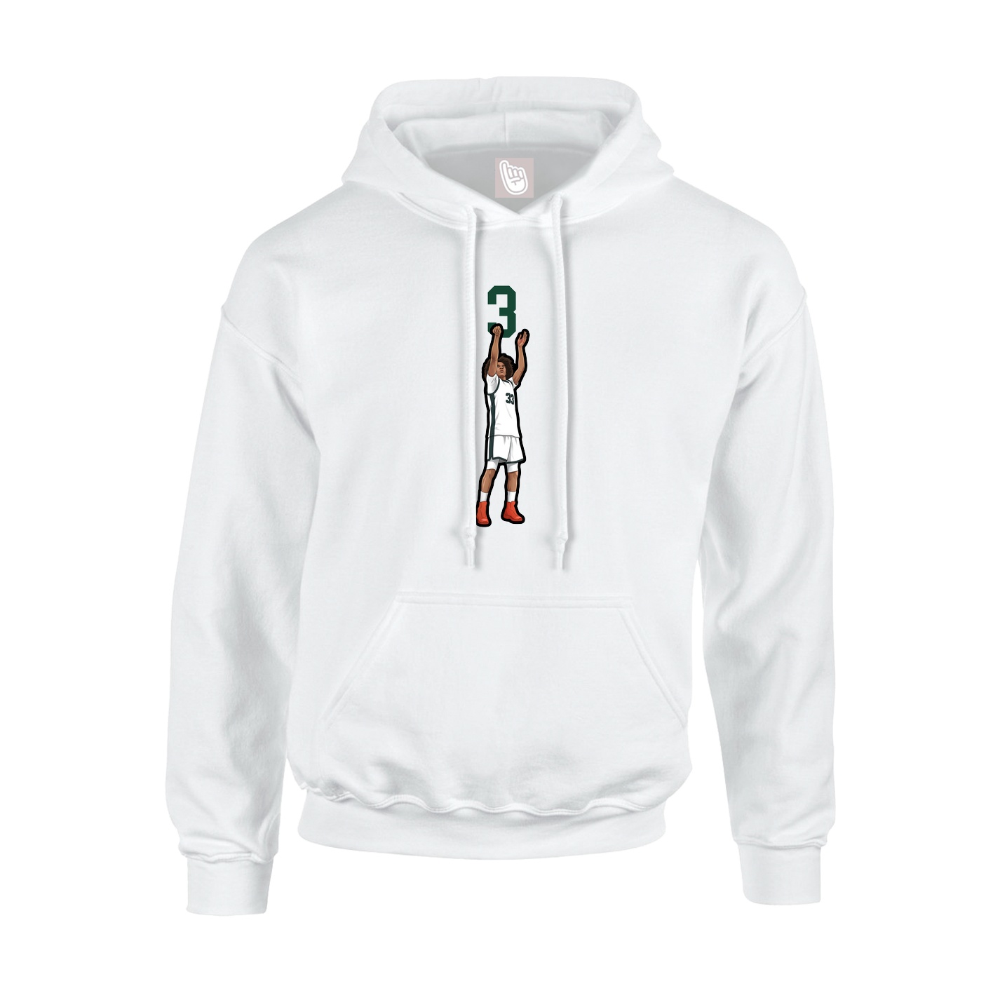 Youth Hoodie — Number Top in White