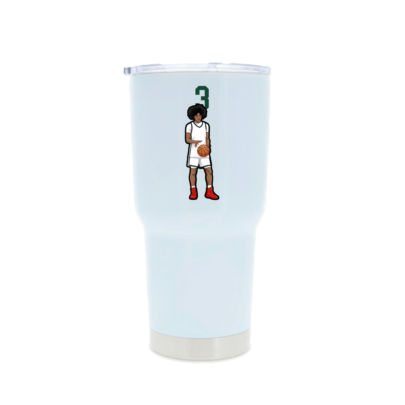 30oz Stainless Steel Tumbler — Number Top in White