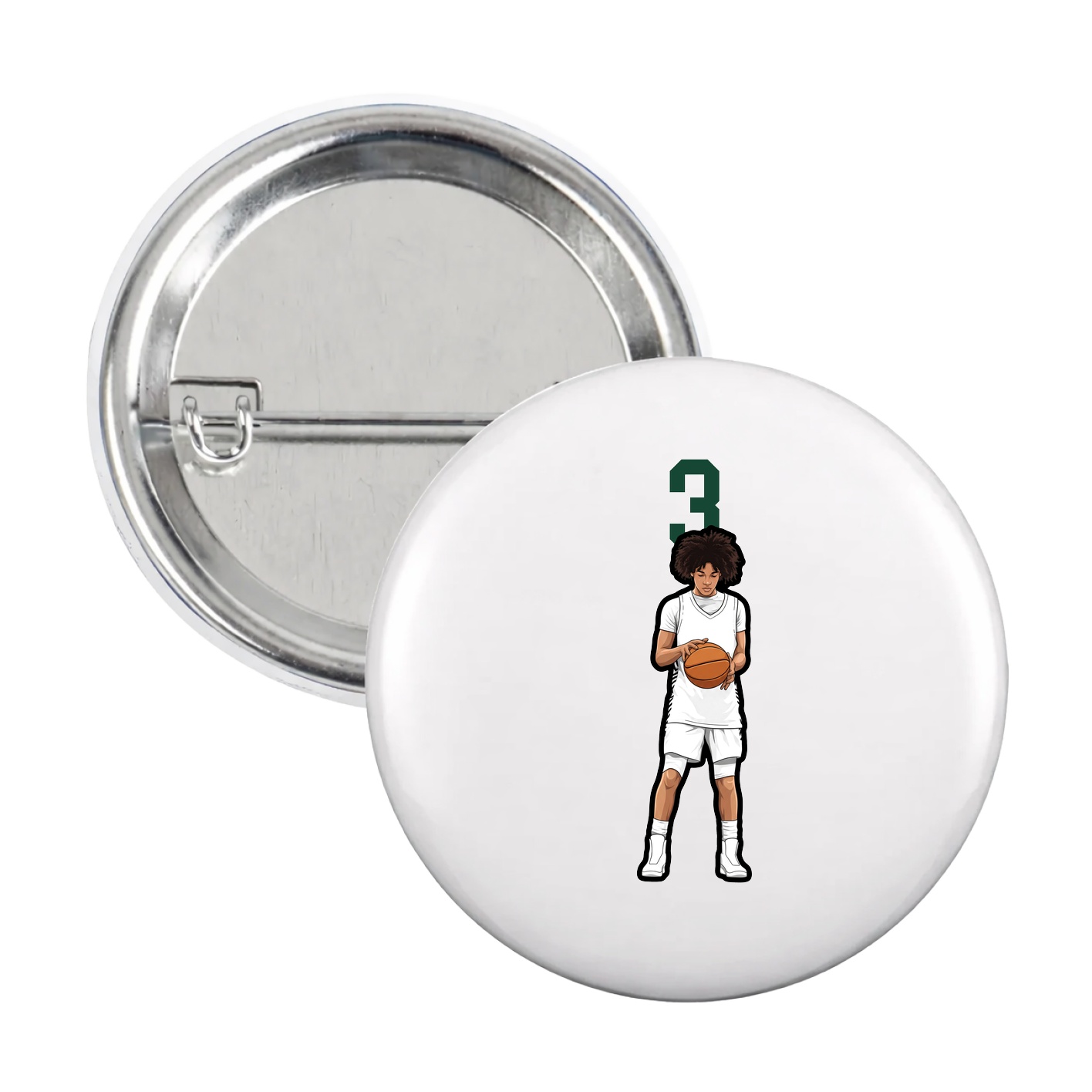 Game Day Button — Number Top in White