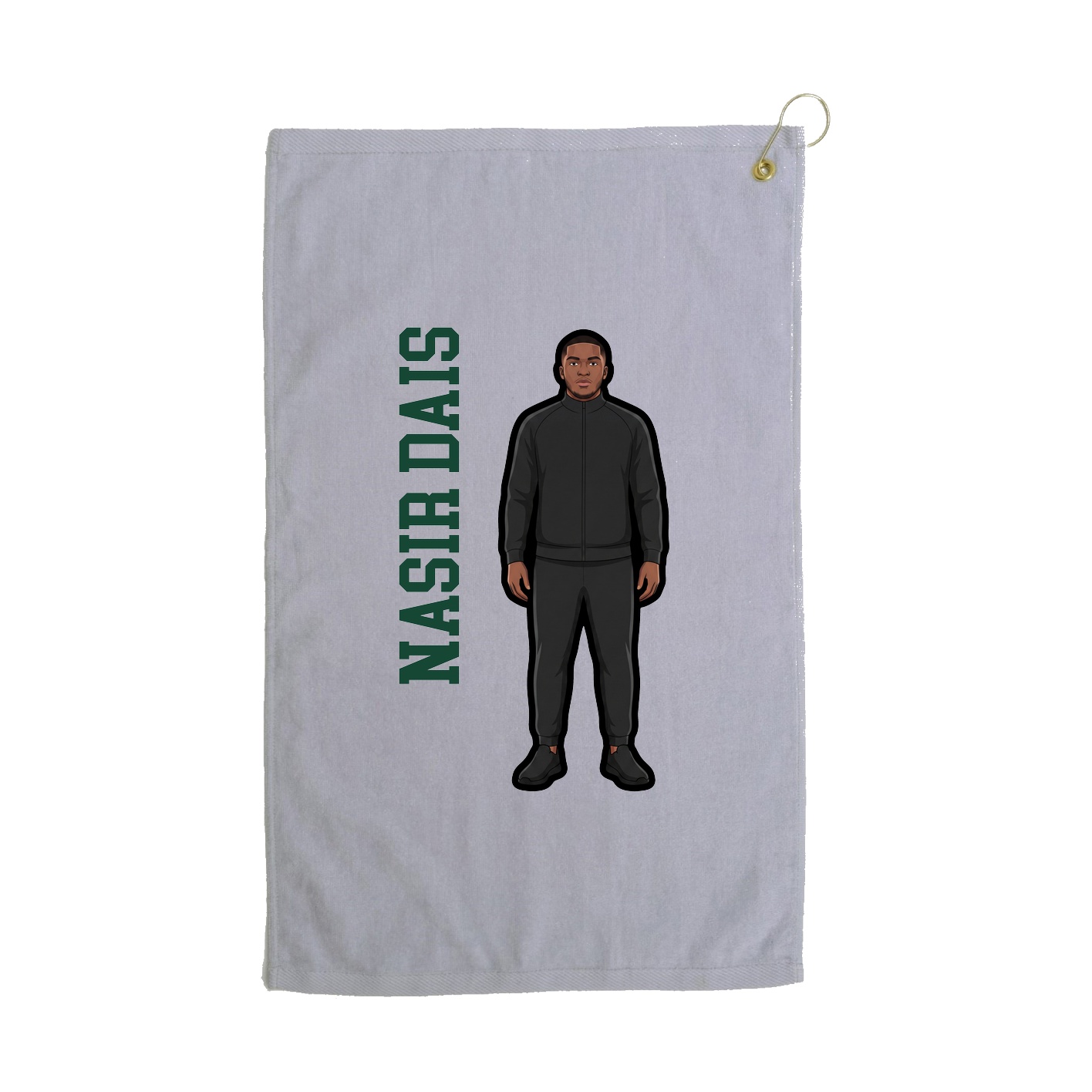 Golf Towel — Name Vertical in Grey