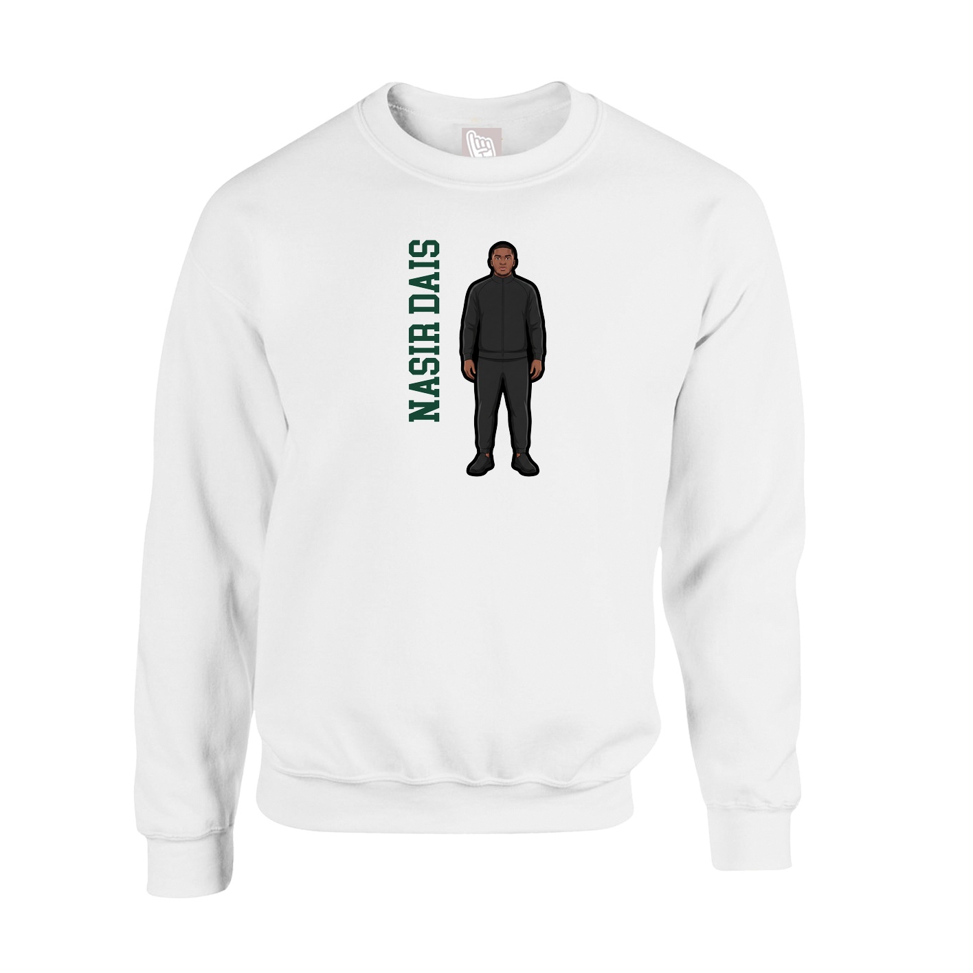 Fleece Crew — Name Vertical in White