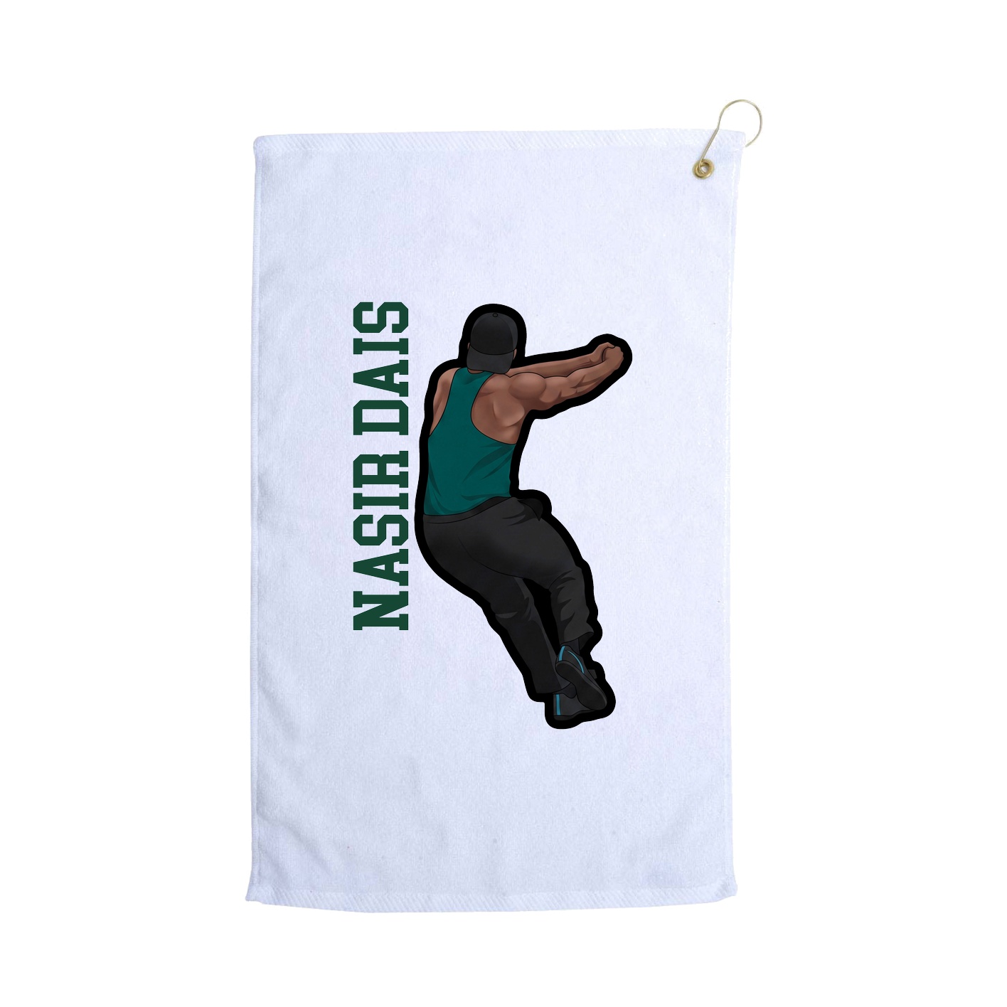 Golf Towel — Name Vertical in White