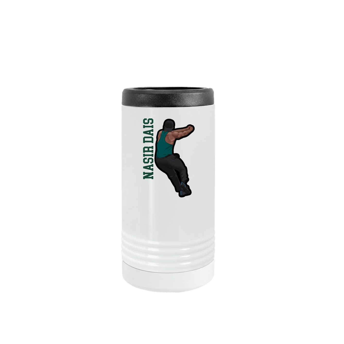 Slim Beverage Holder — Name Vertical in White