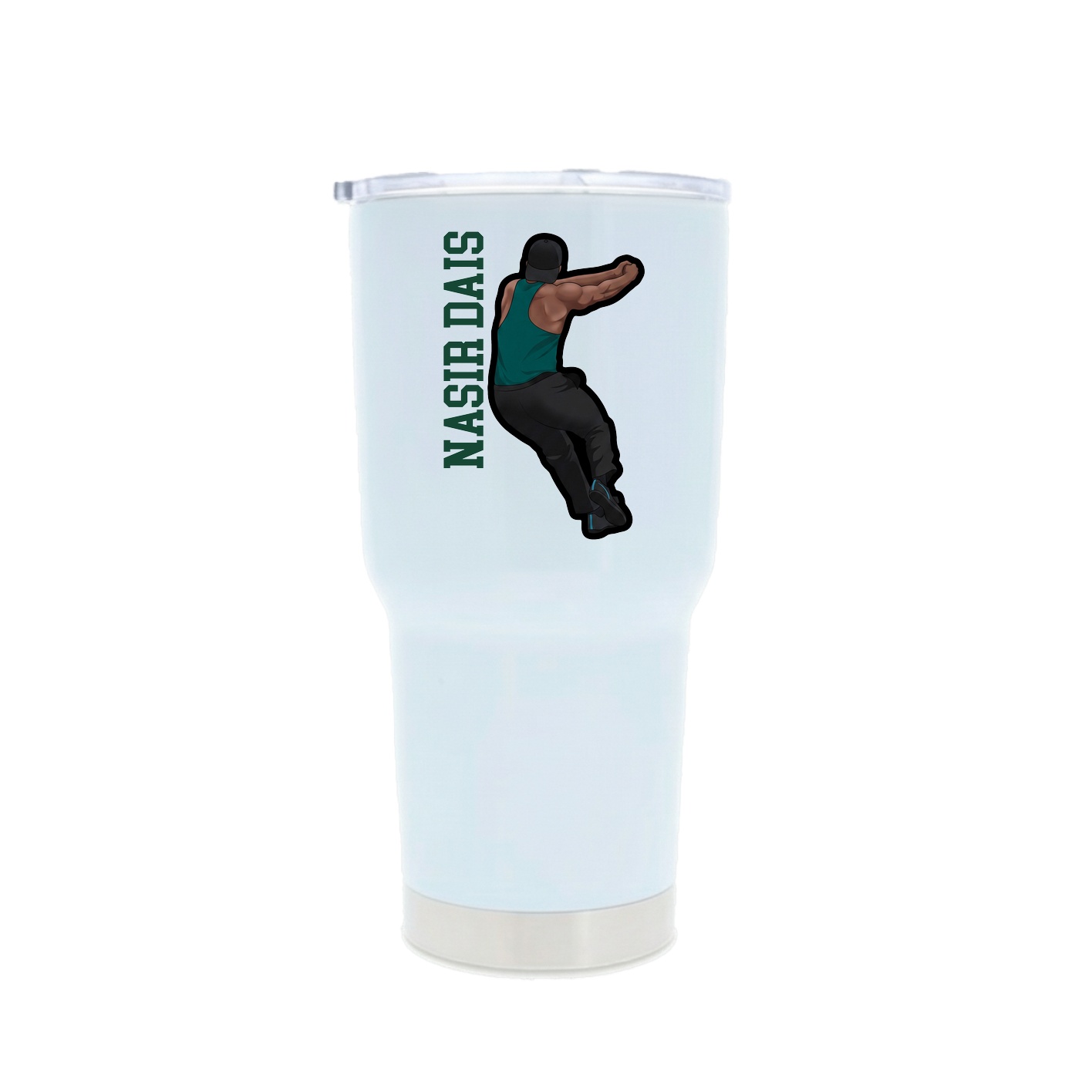 30oz Stainless Steel Tumbler — Name Vertical in White