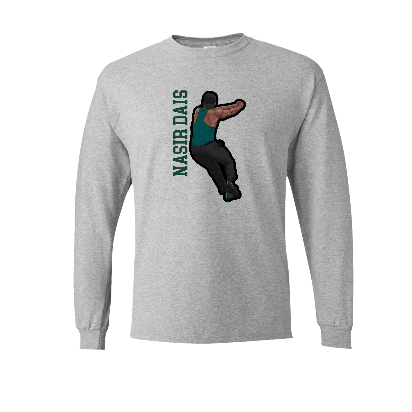 Long Sleeve Tee — Name Vertical in Grey
